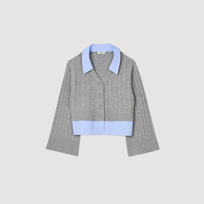 Cardigan con scollo a camicia rimovibile