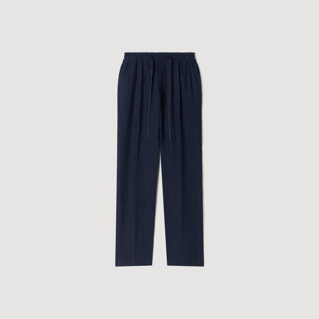Pantaloni dritti di lino elastici