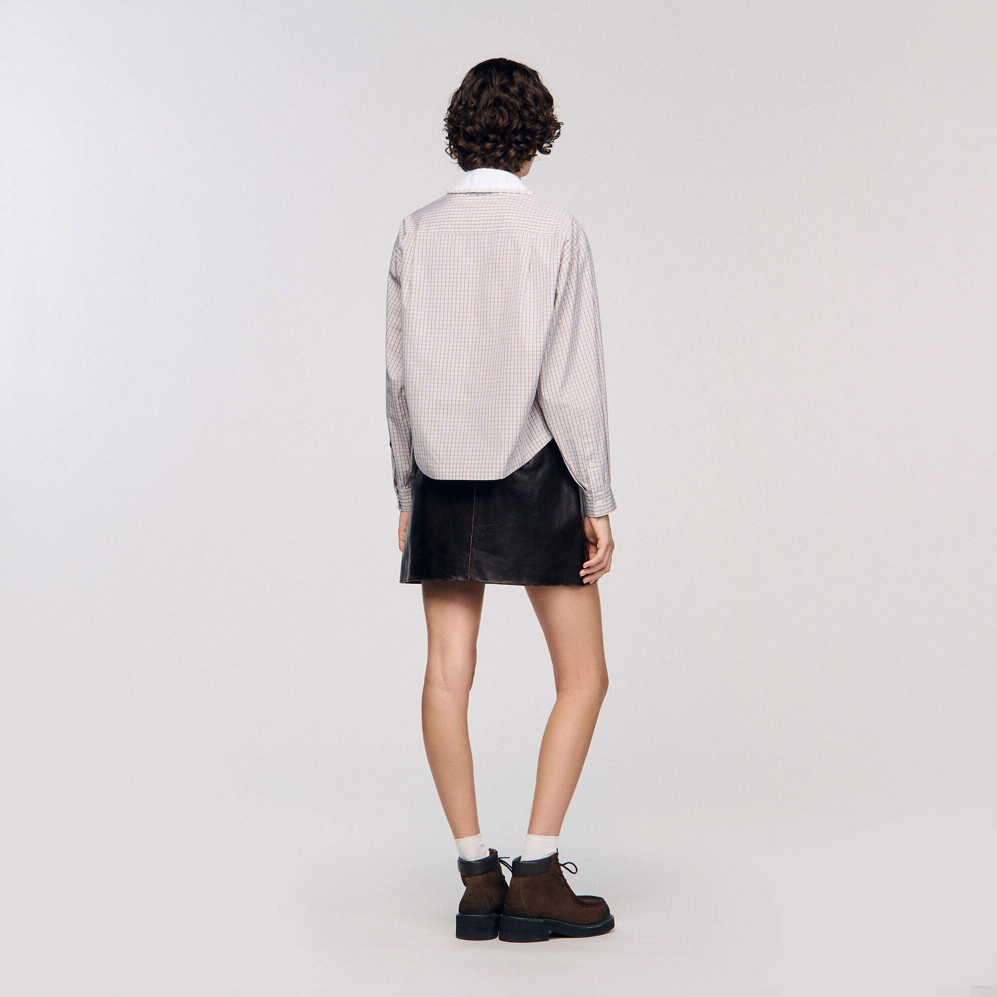 Camicia a quadri con colletto perle - Donna | Sandro