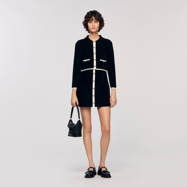 Cardigan bicolore con colletto