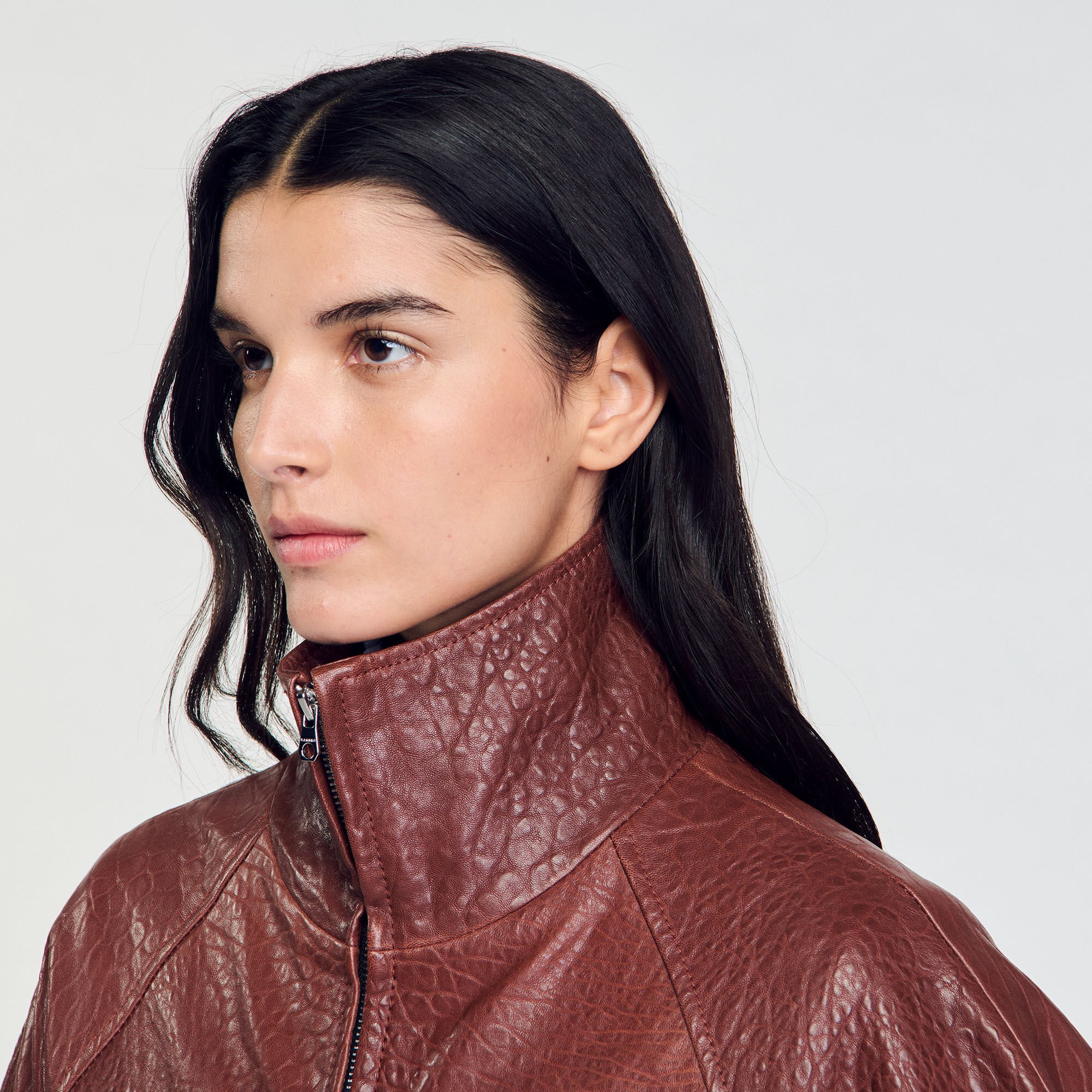 Giubbotto in pelle oversize