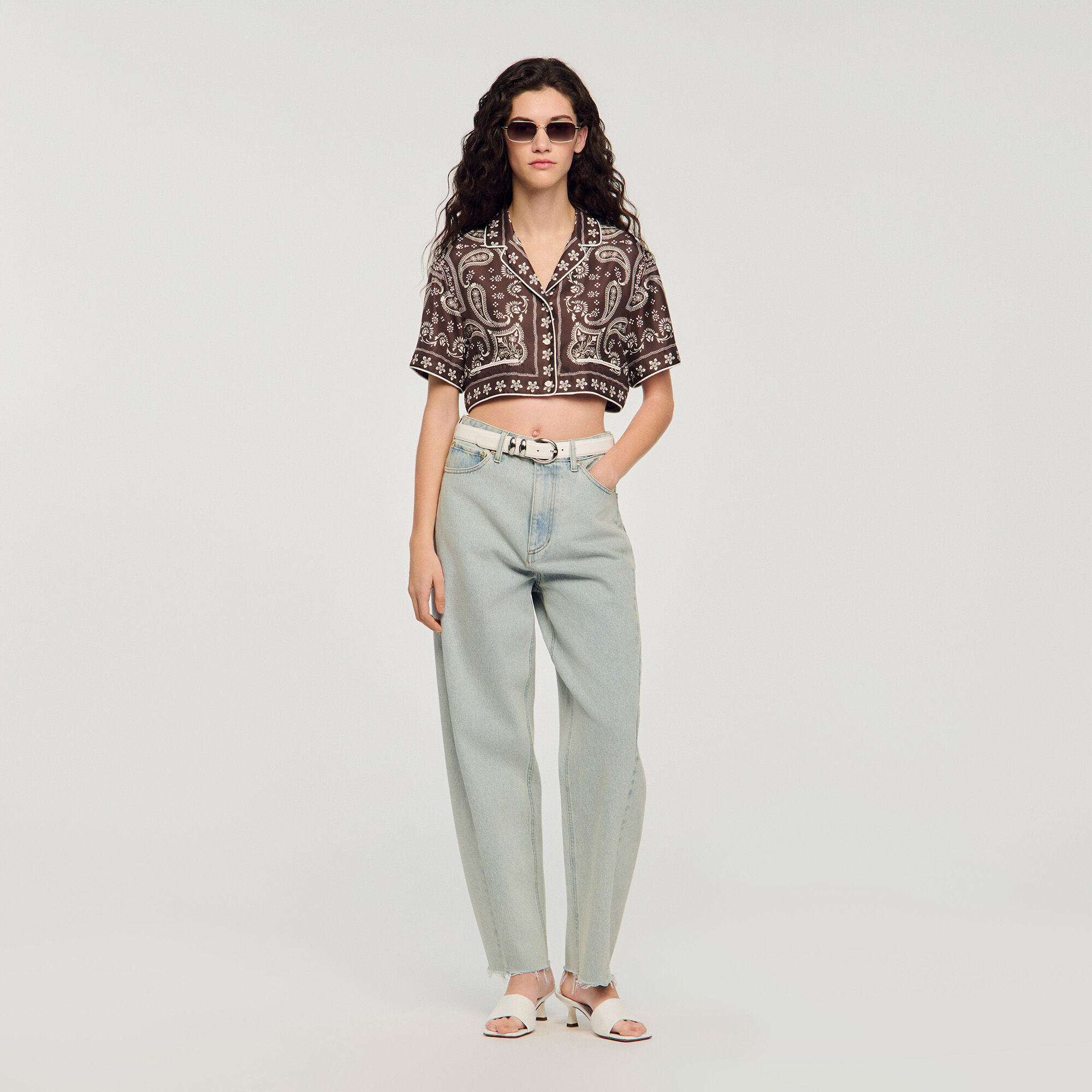 Camicia corta con stampa a bandana