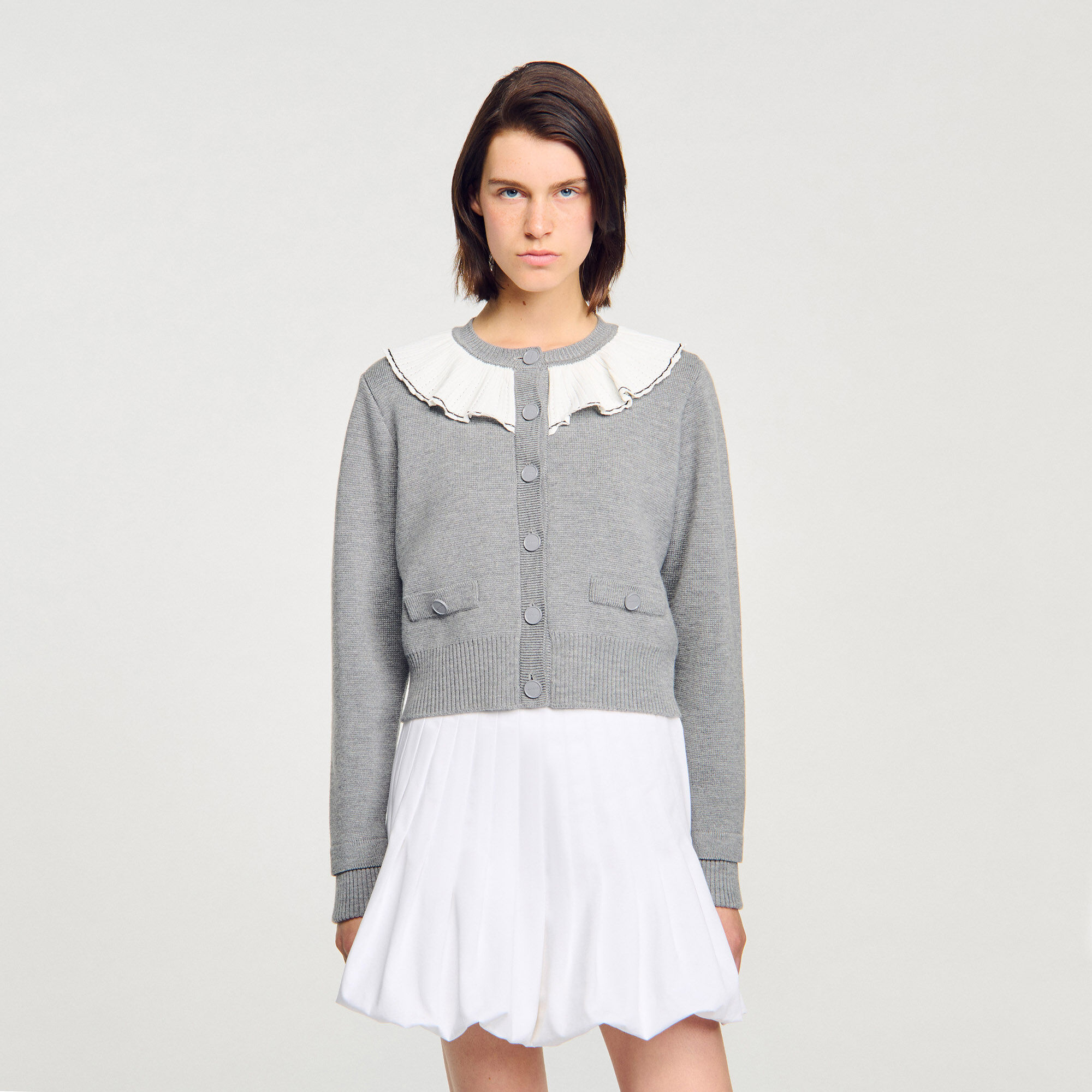 Cardigan con colletto a contrasto