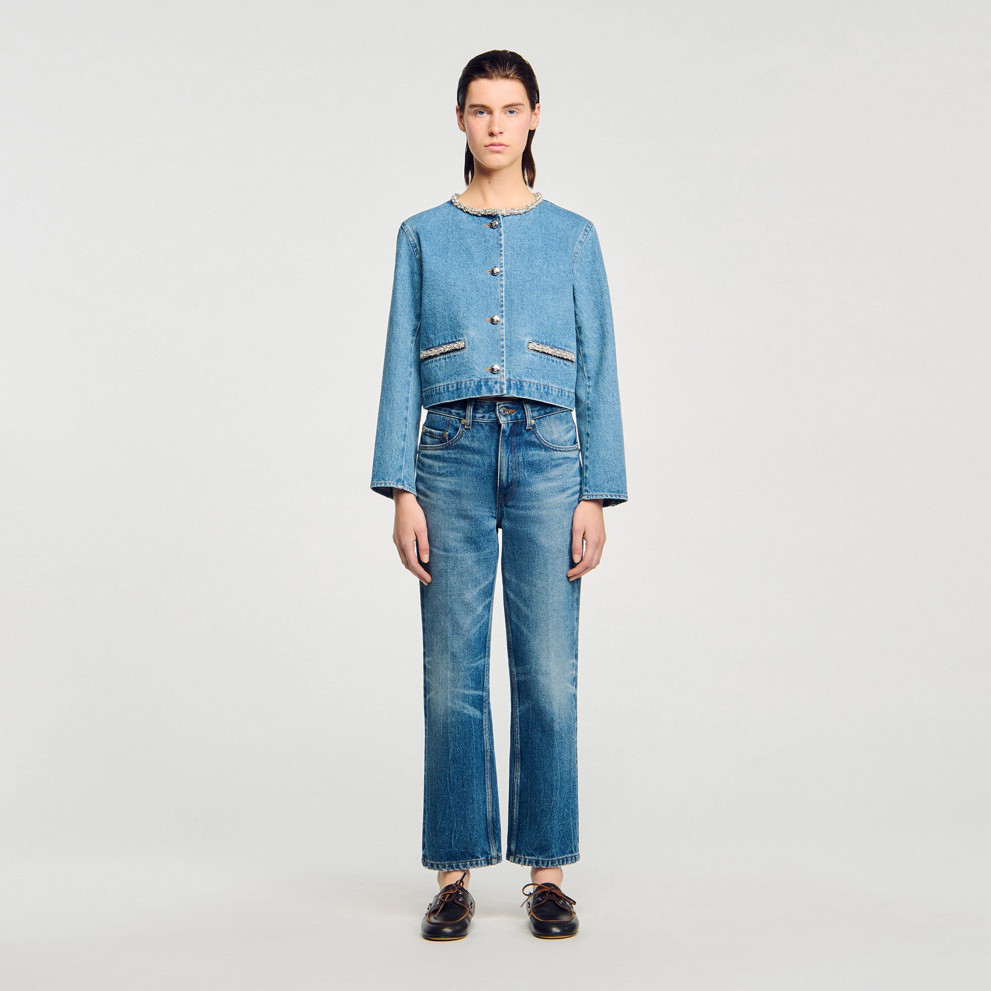 Giubbotto in denim con strass