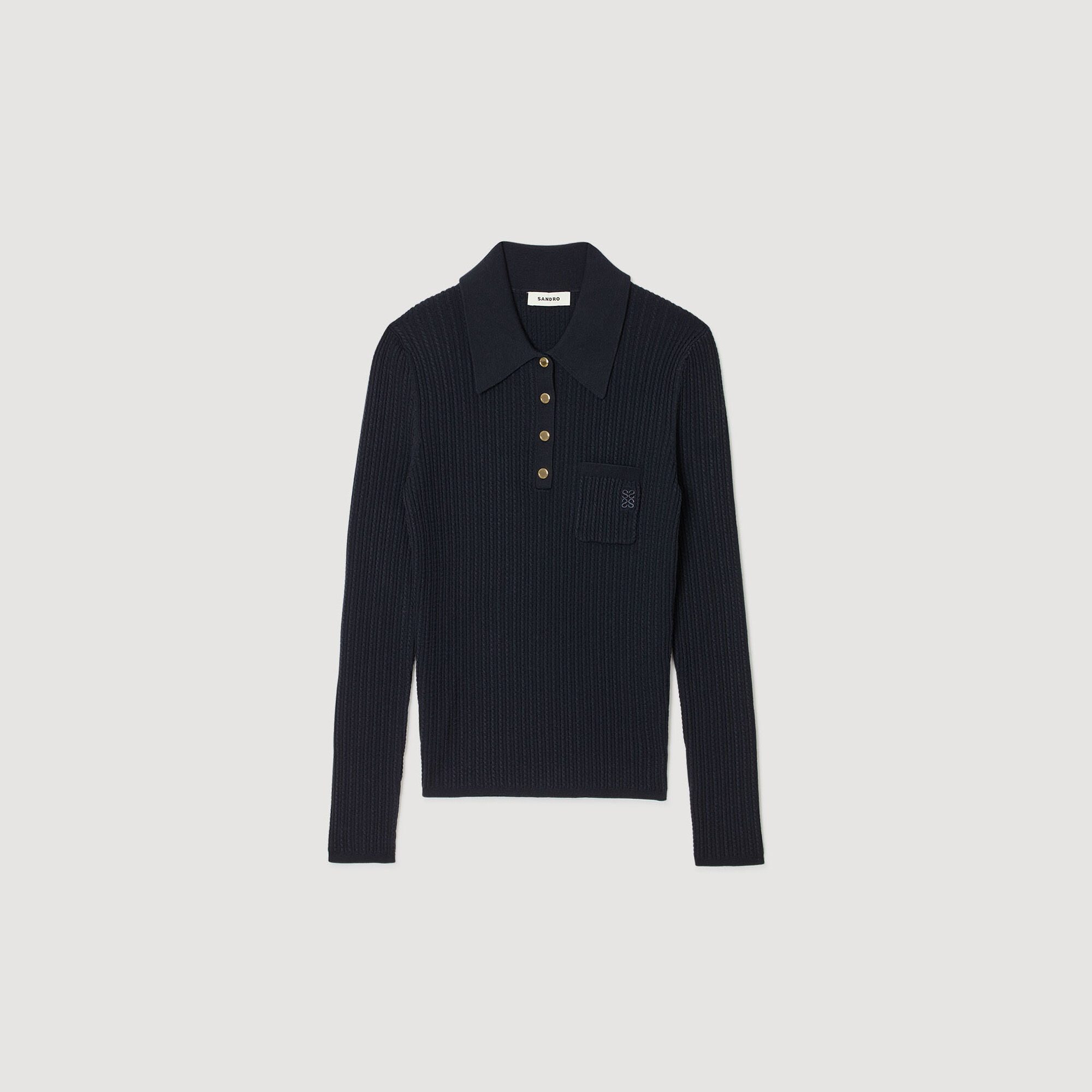Maglione polo in maglia ritorta