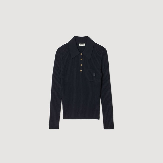 Maglione polo in maglia ritorta