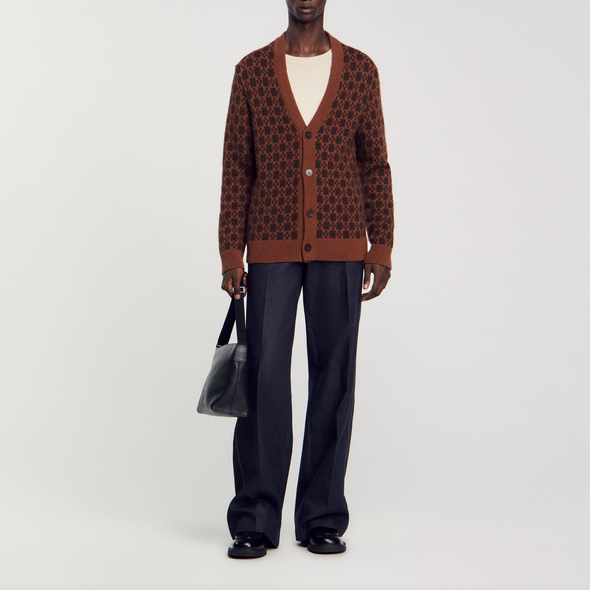 Cardigan jacquard square cross