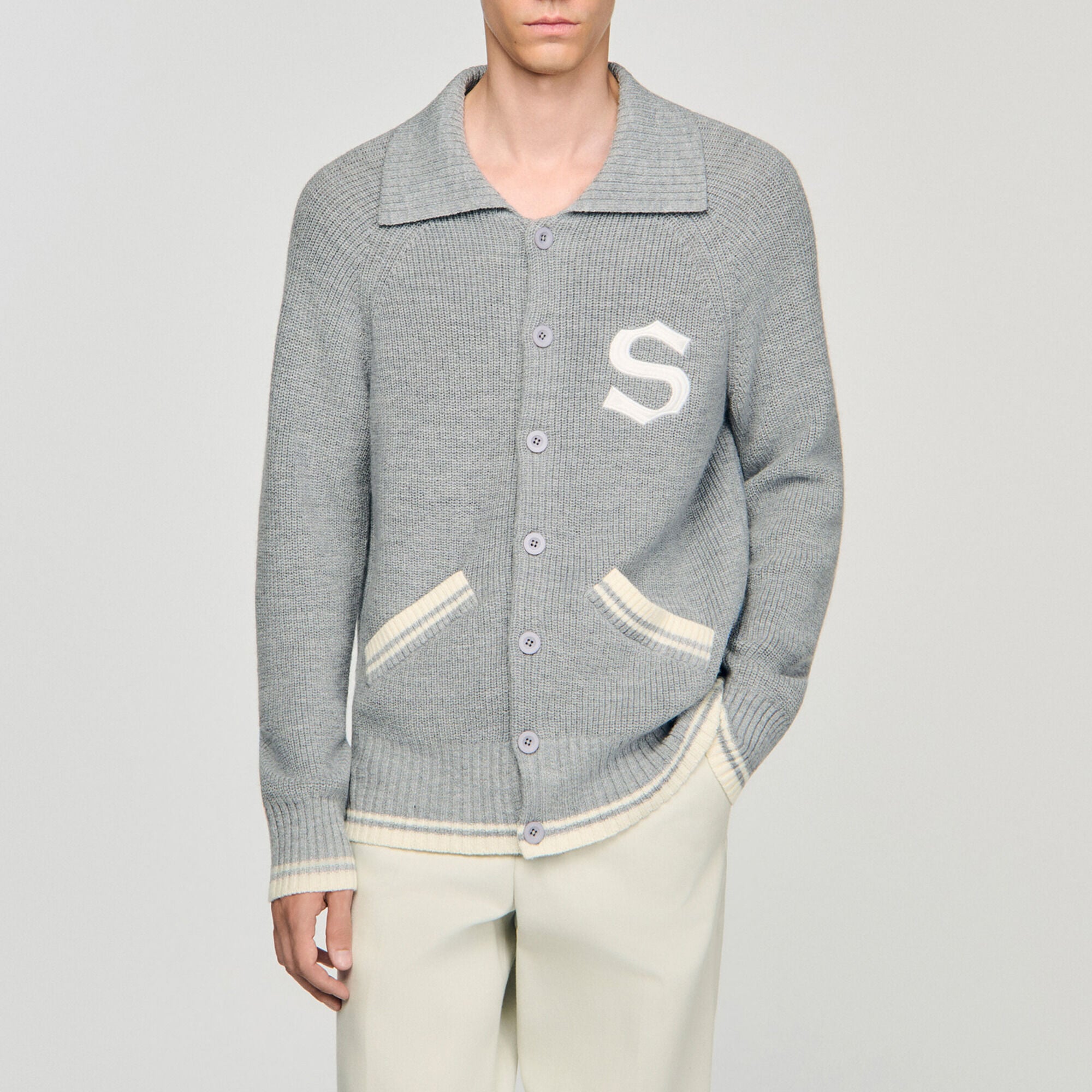 Cardigan in lana con patch S - Uomo | Sandro