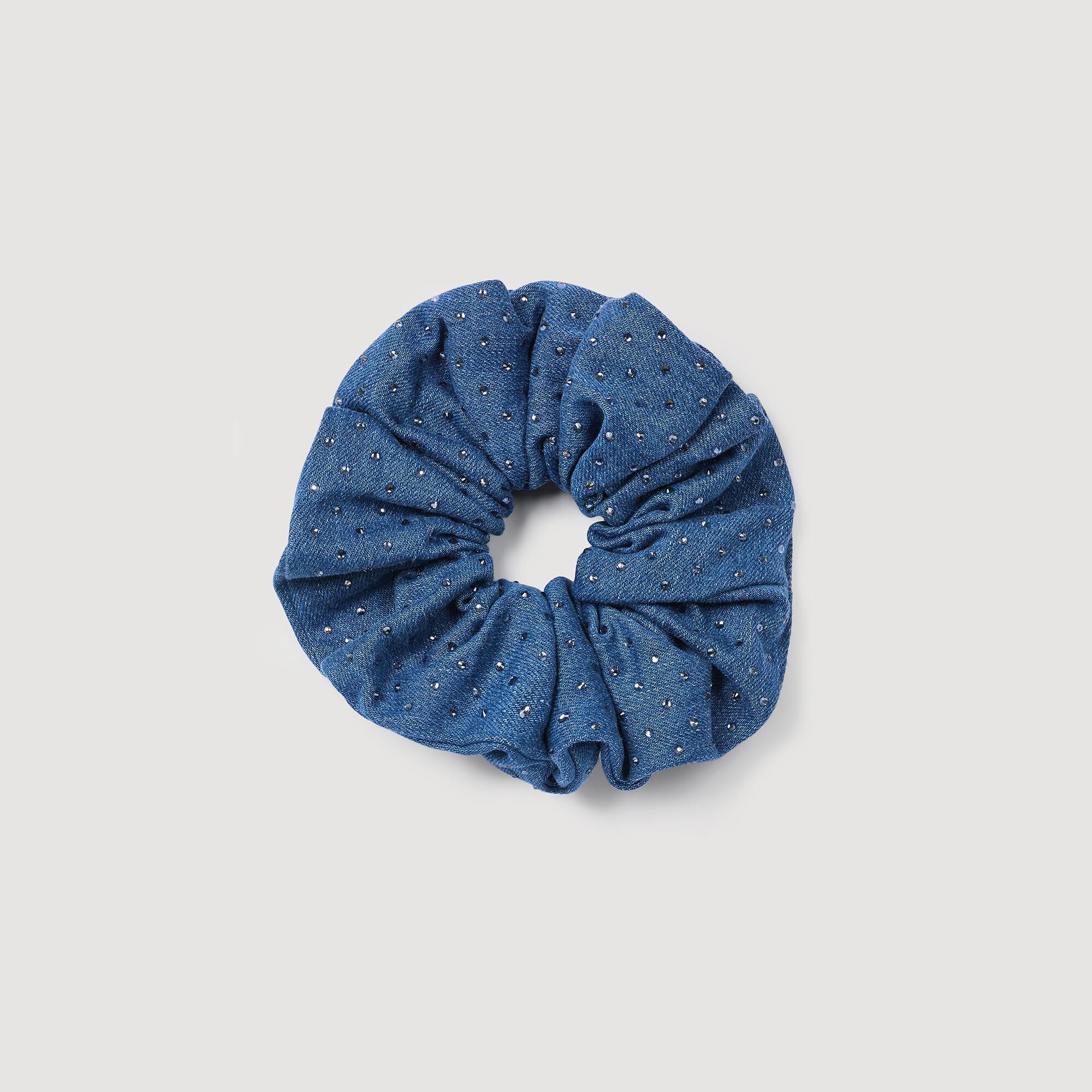 Elastico arricciato in denim glitterato