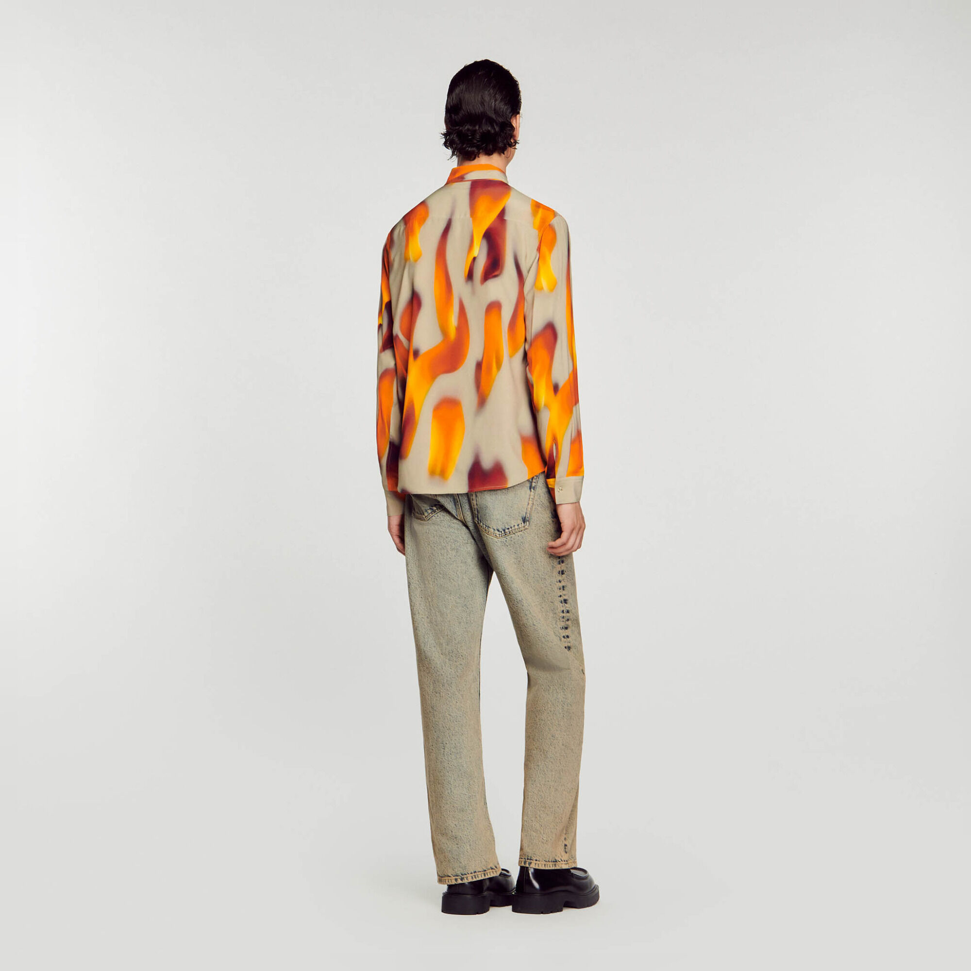 Camicia con motivi a fiamme