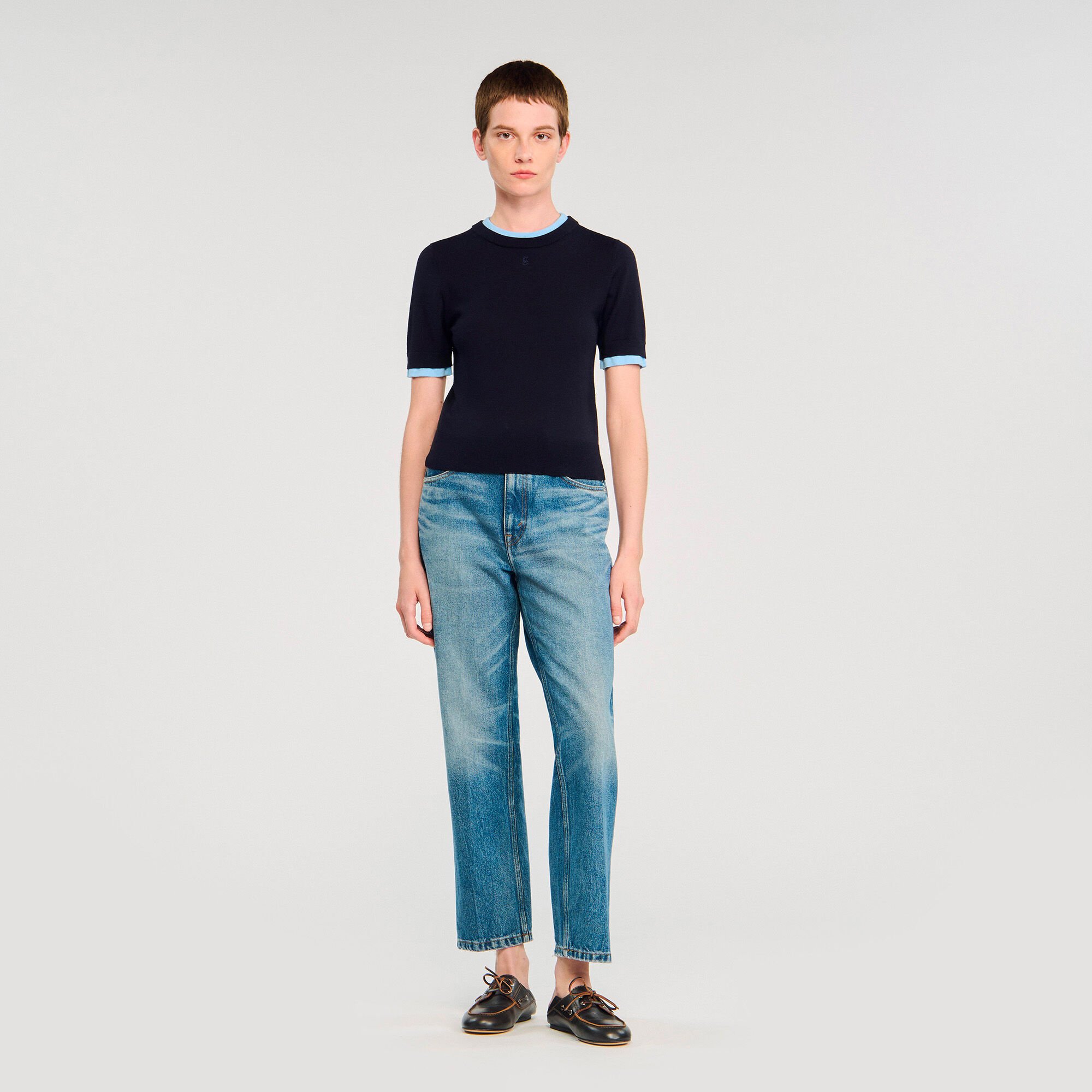 Maglione corto bicolore