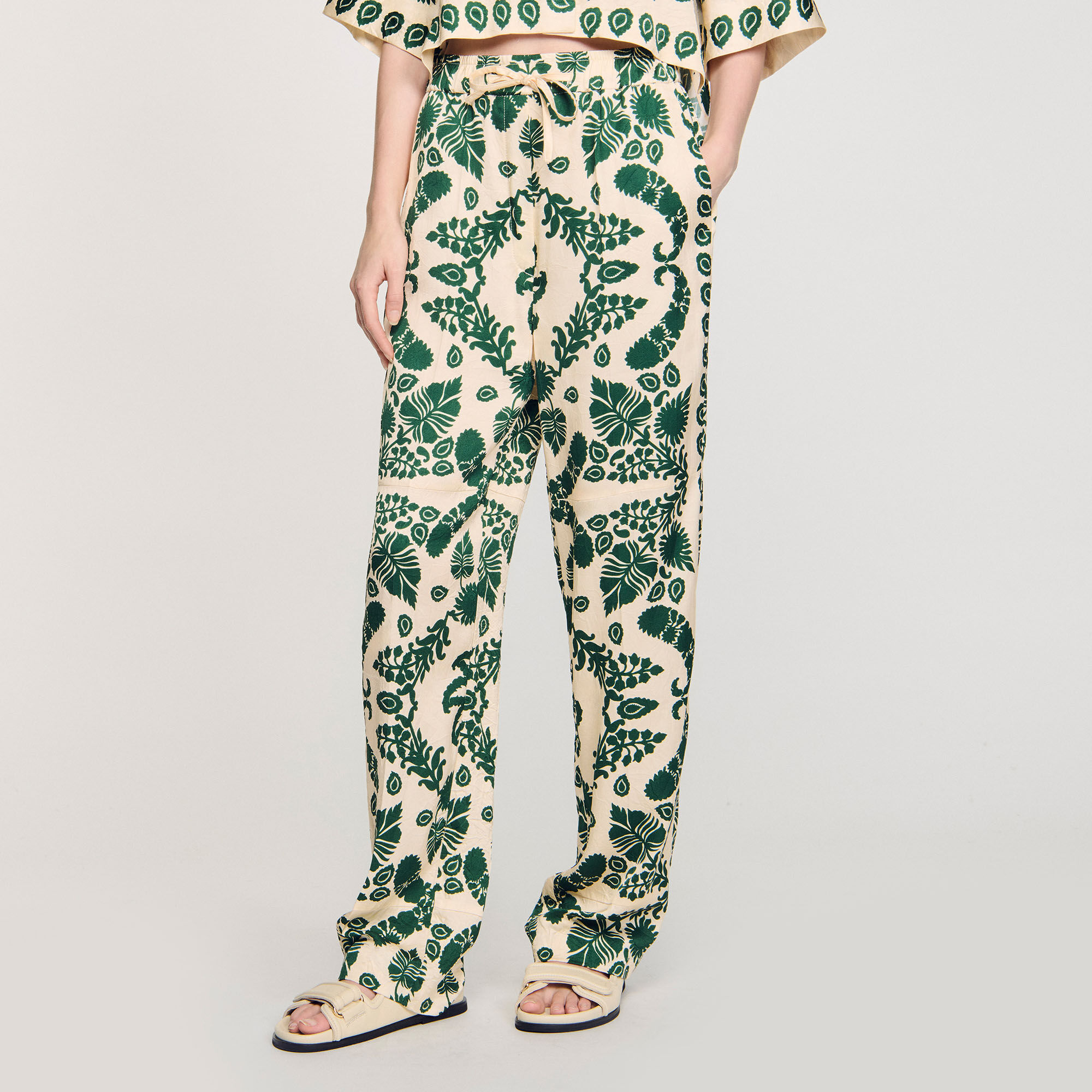 Pantaloni con stampa a fiori