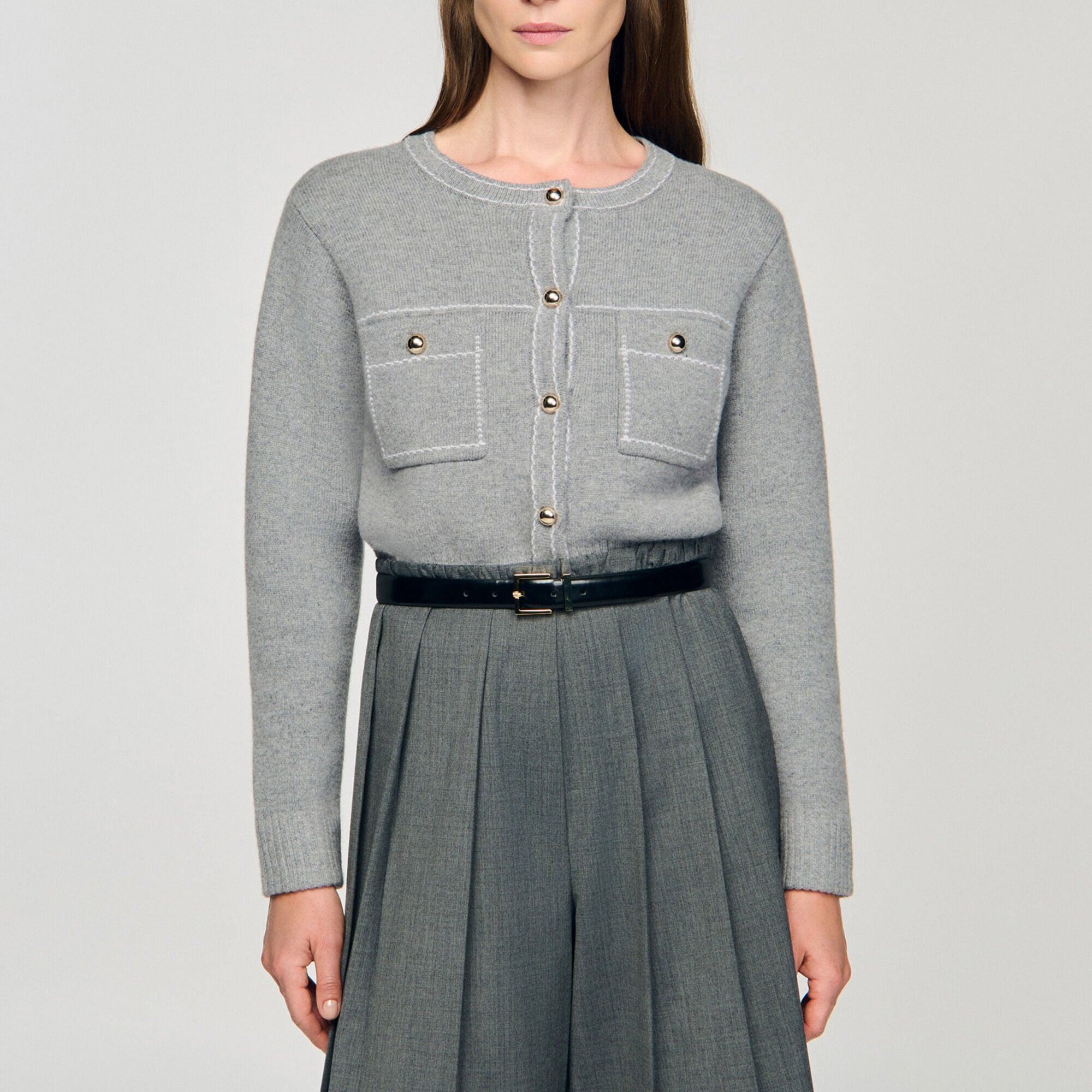 Cardigan con cuciture a contrasto - Donna | Sandro