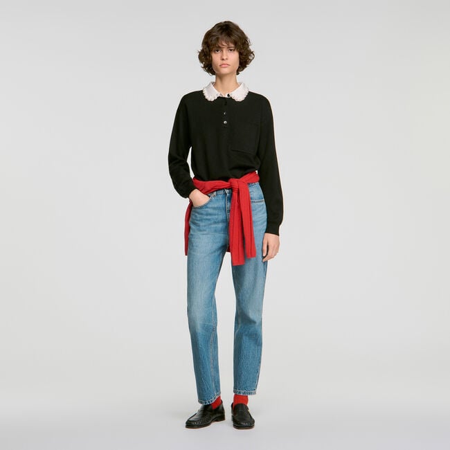 Maglione a polo con perline - Donna | Sandro