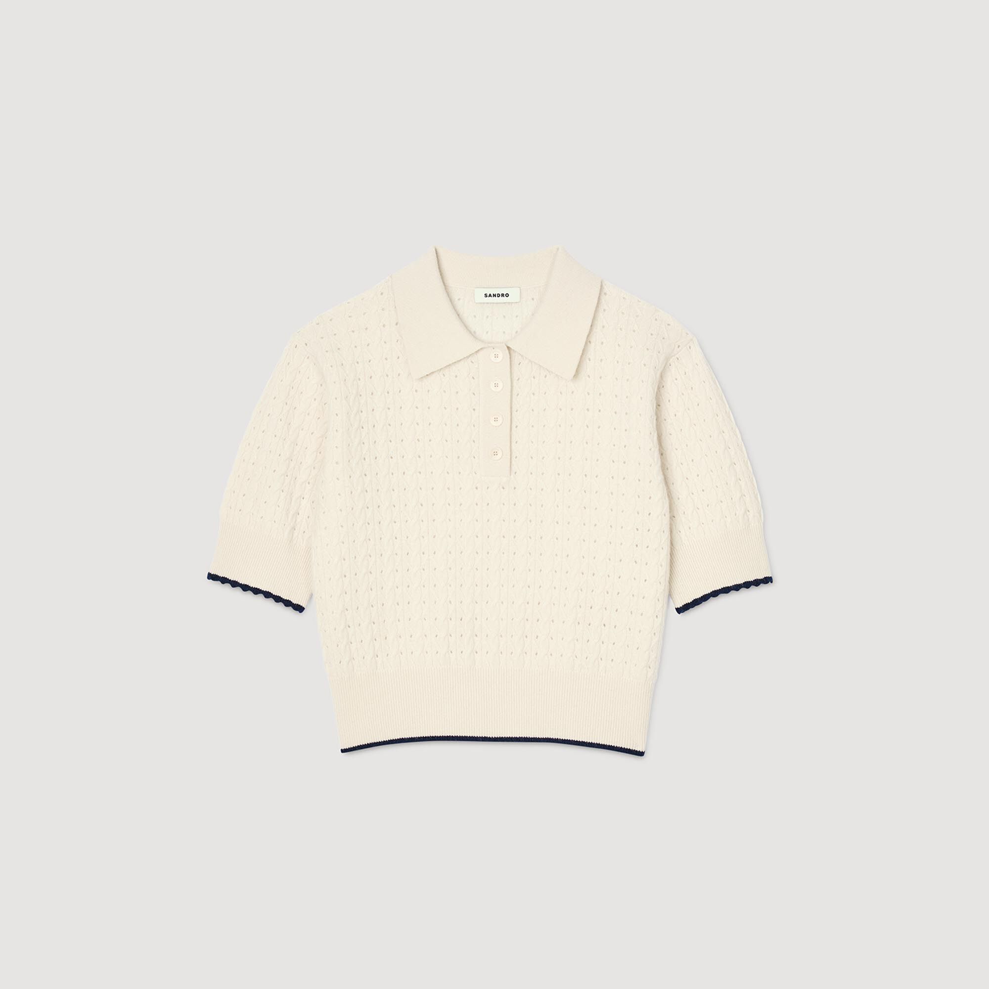 Maglione corto con bordino a contrasto