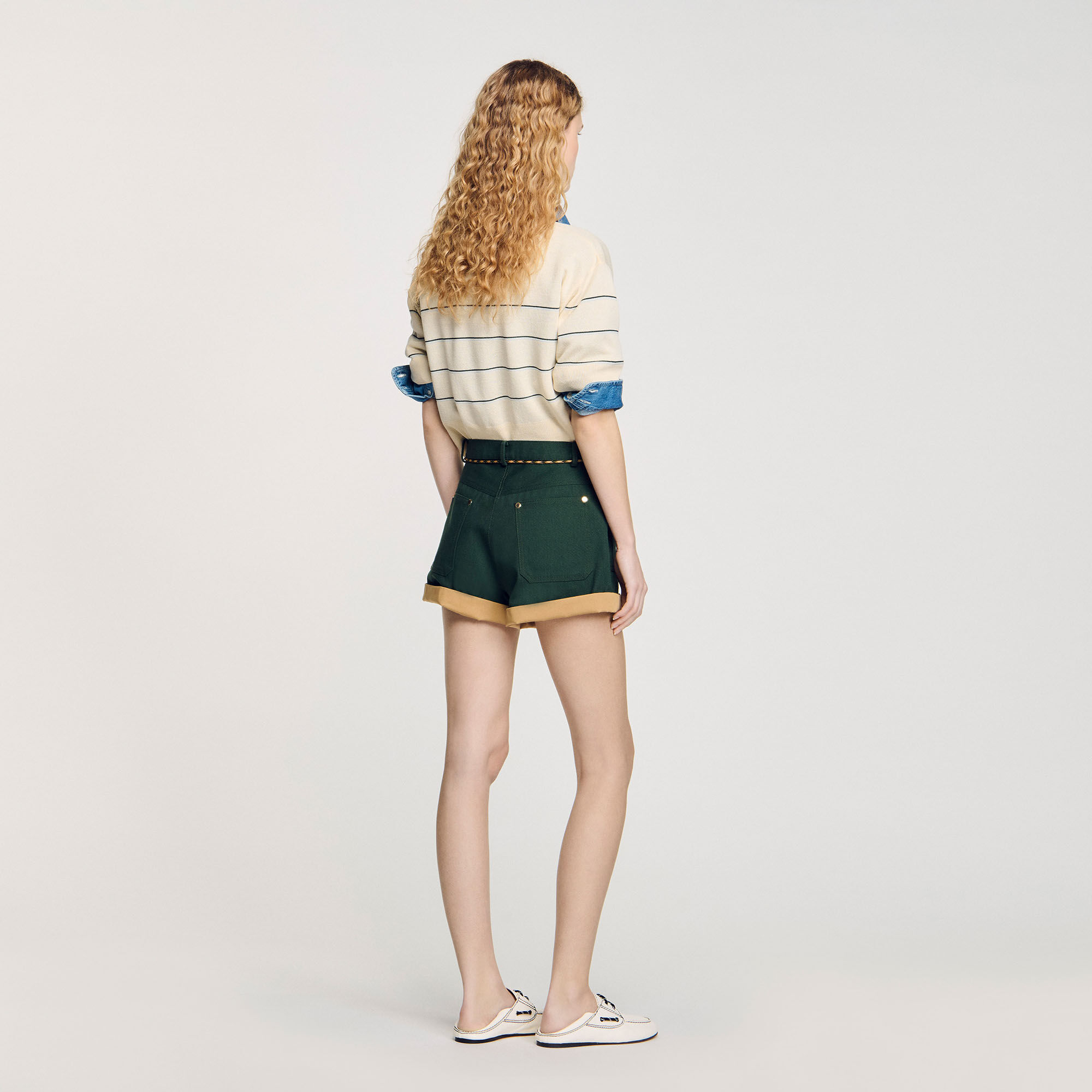 Shorts bicolor cintura a cordino