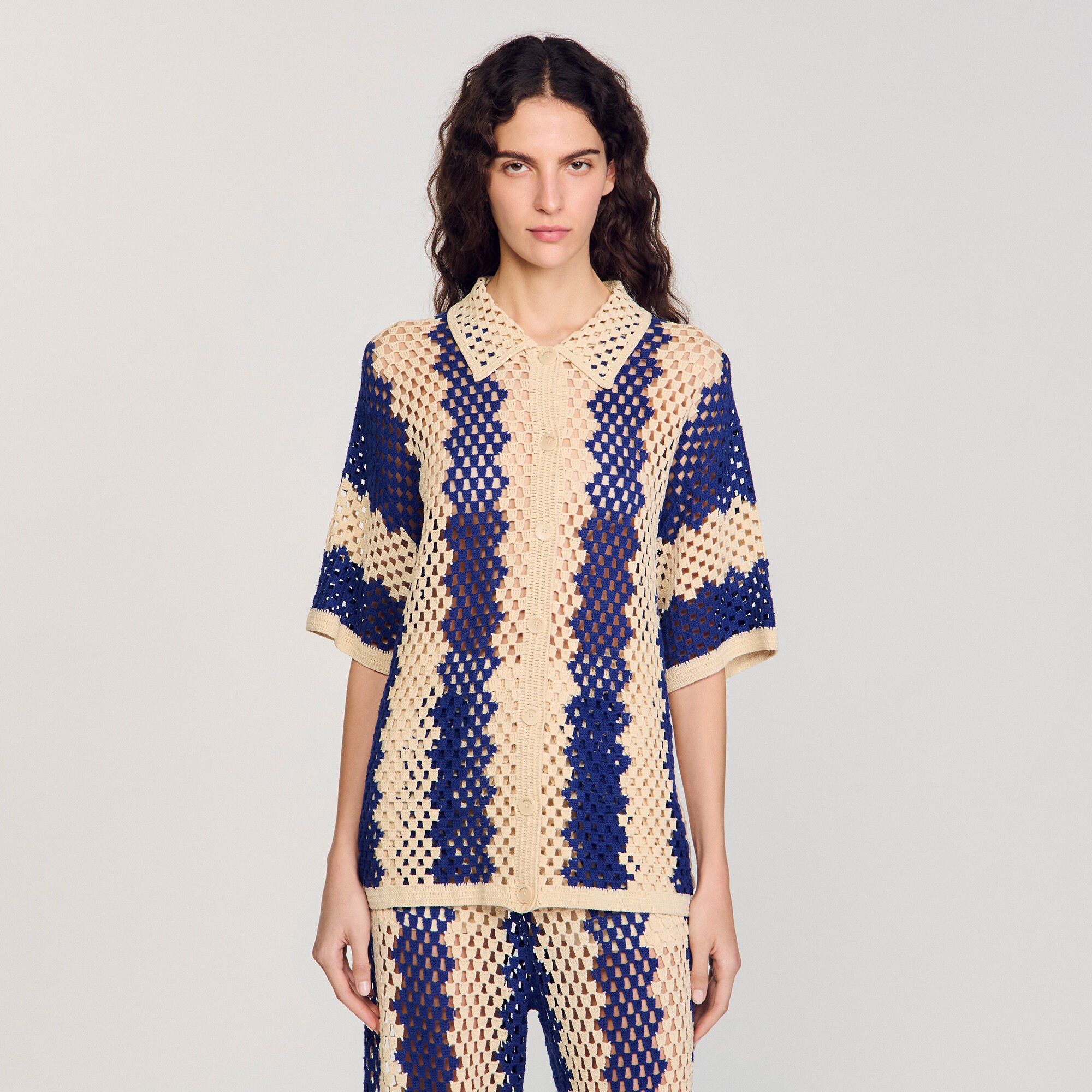 Cardigan in maglia bicolore
