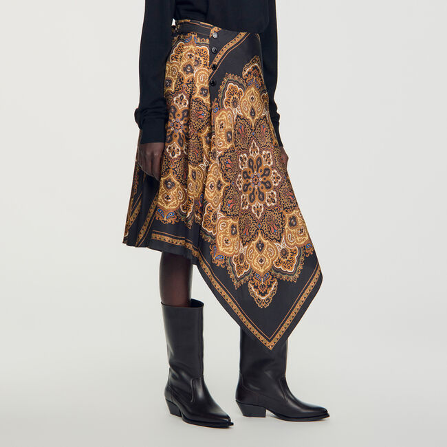 Gonna asimmetrica stampa foulard