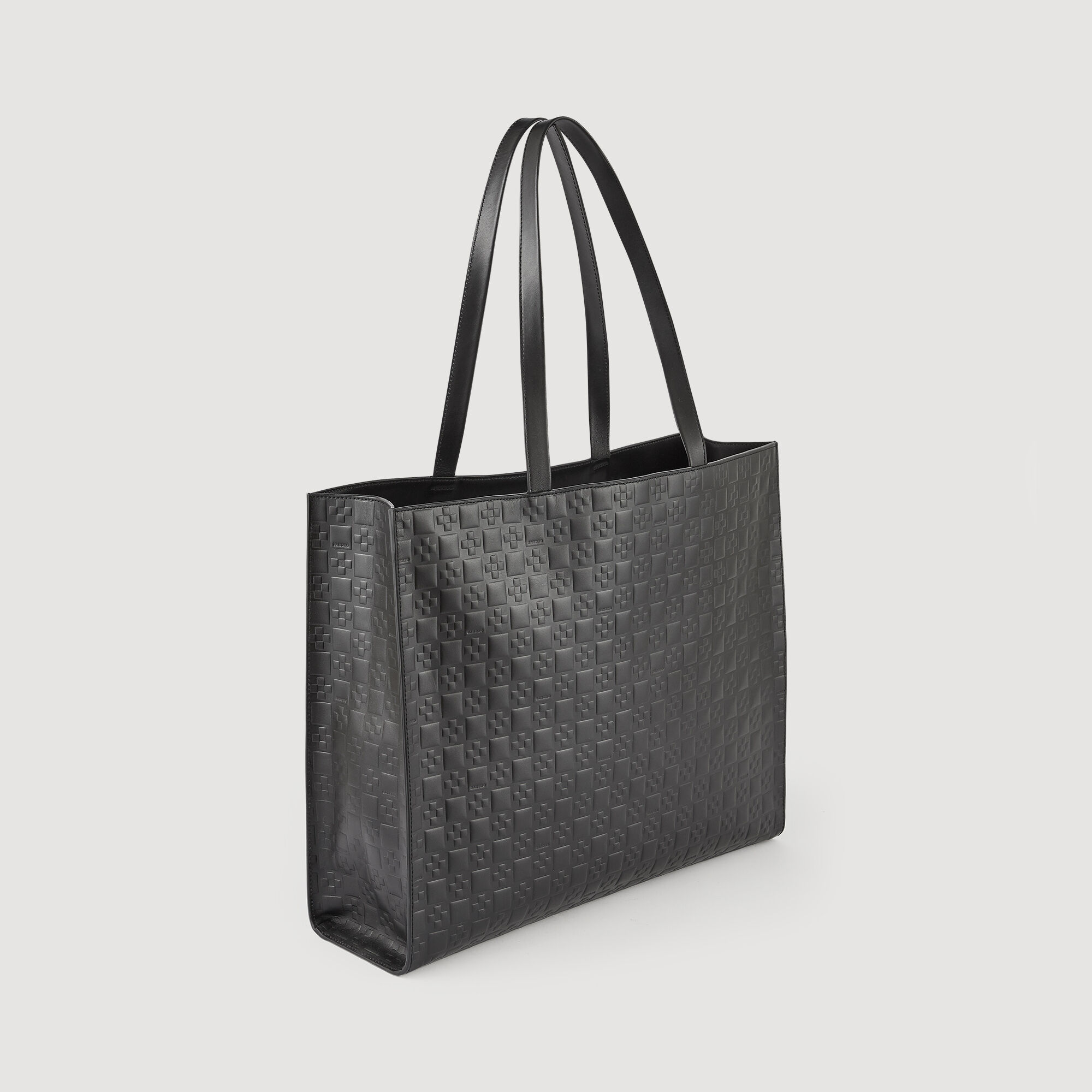 Borsa shopping grande in pelle goffrata