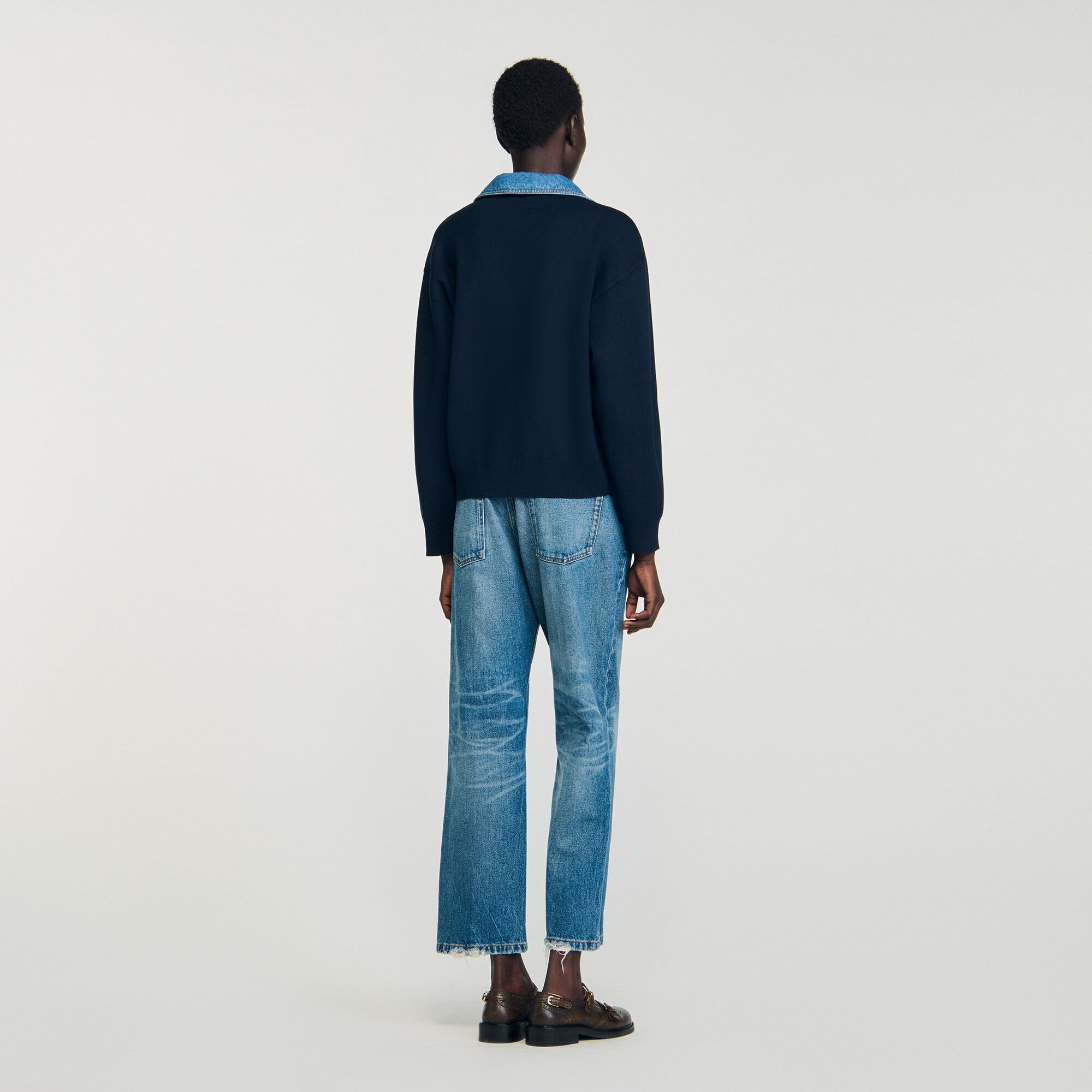 Maglione con dettagli in denim