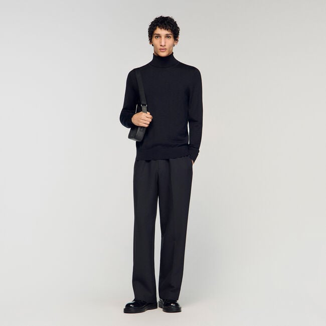 Pullover a collo alto in lana