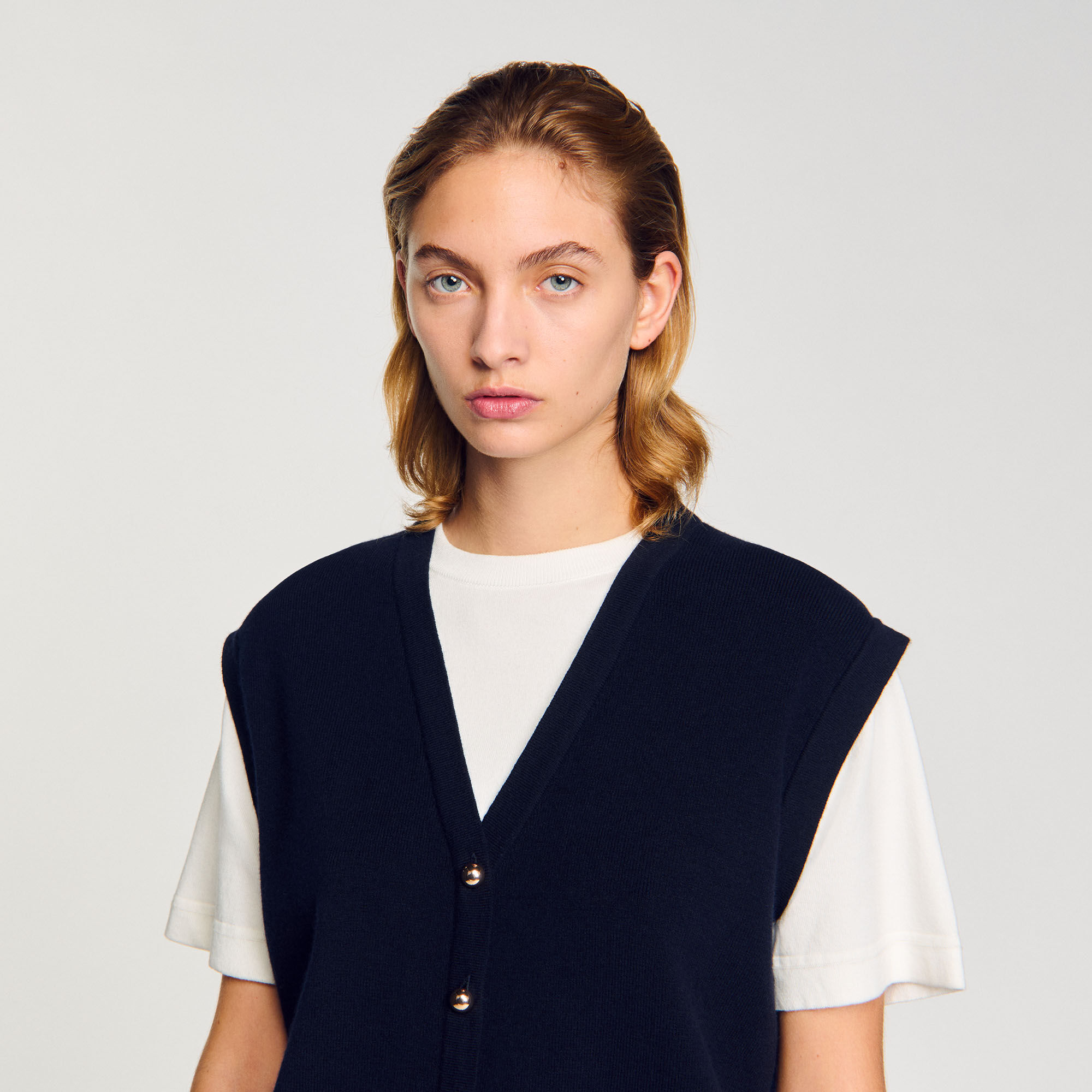 Maglione bicolor in lana e cashmere