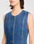 Top in denim decorato con strass