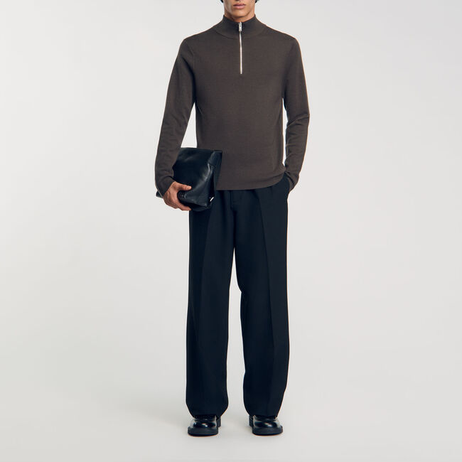 Maglia in lana con collo con zip - Uomo | Sandro