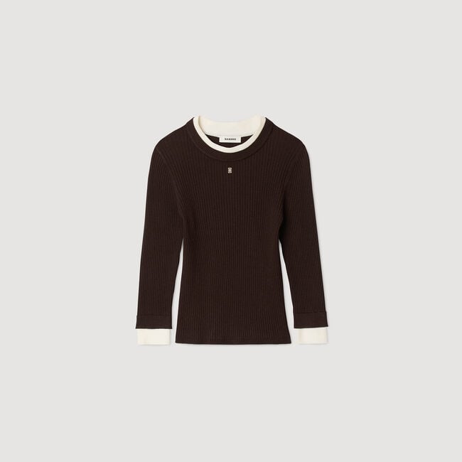 Maglione trompe l'œil in lana mista