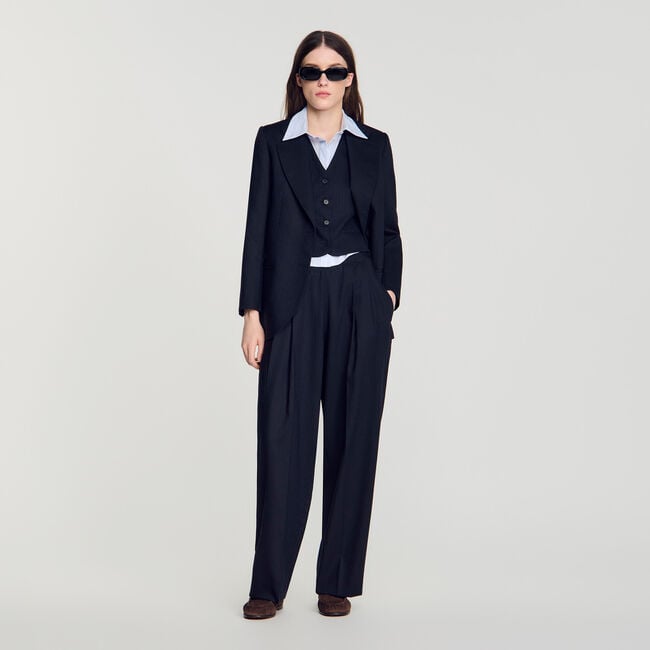 Pantaloni in lana a righe