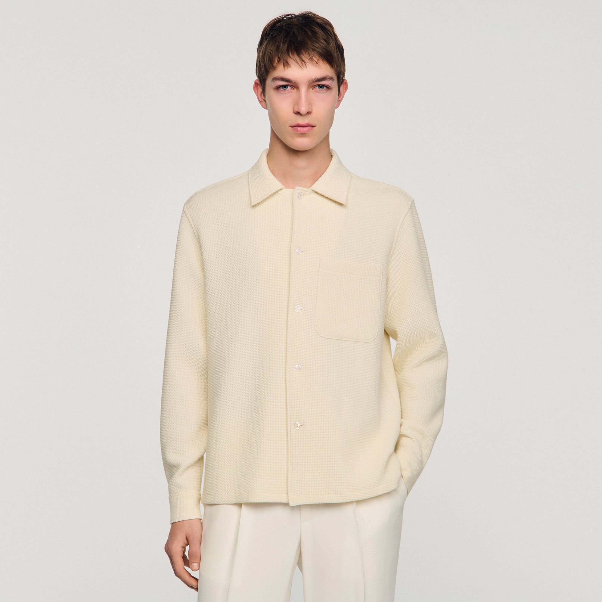 Camicia testurizzata collo aperto