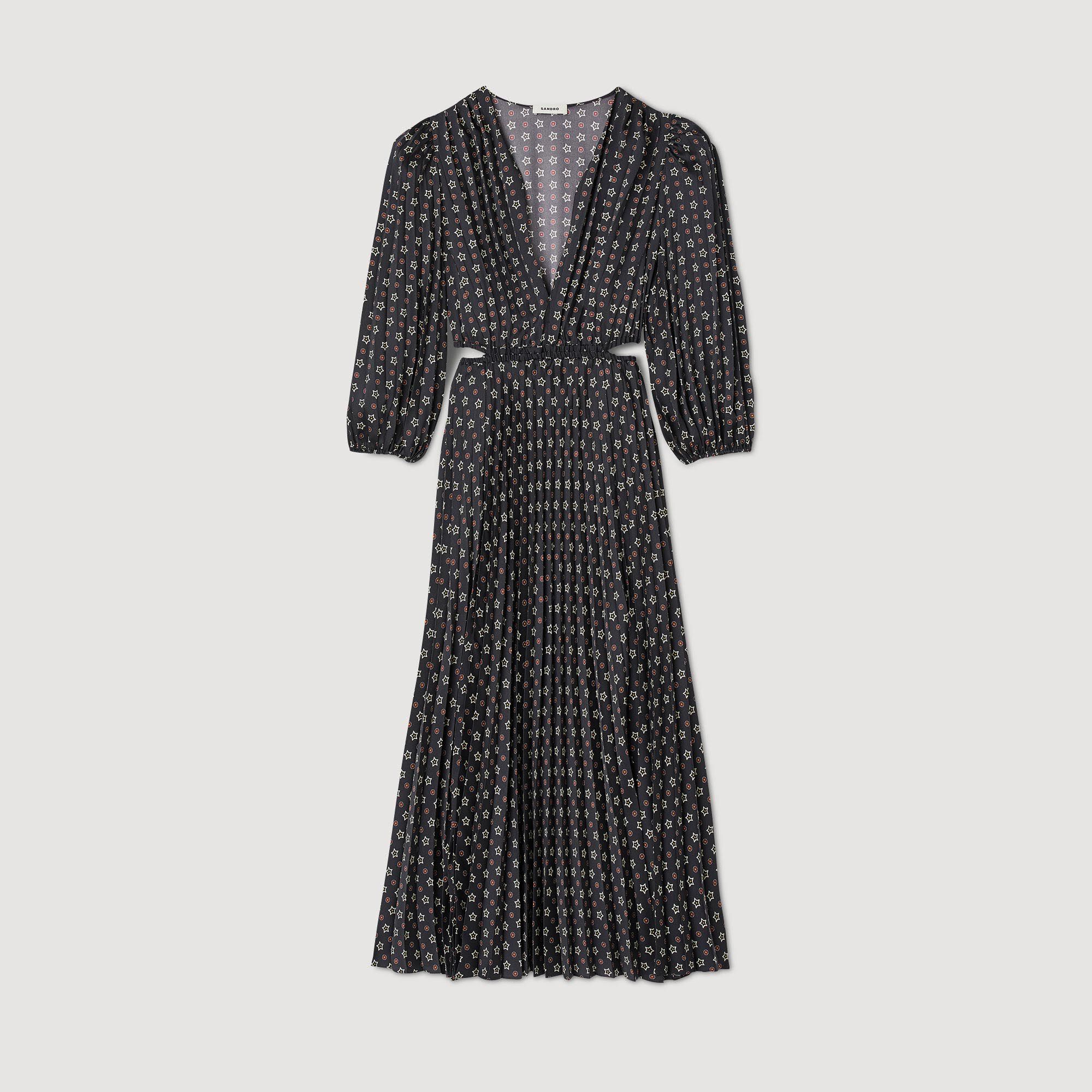 Abito lungo plissettato e stampato