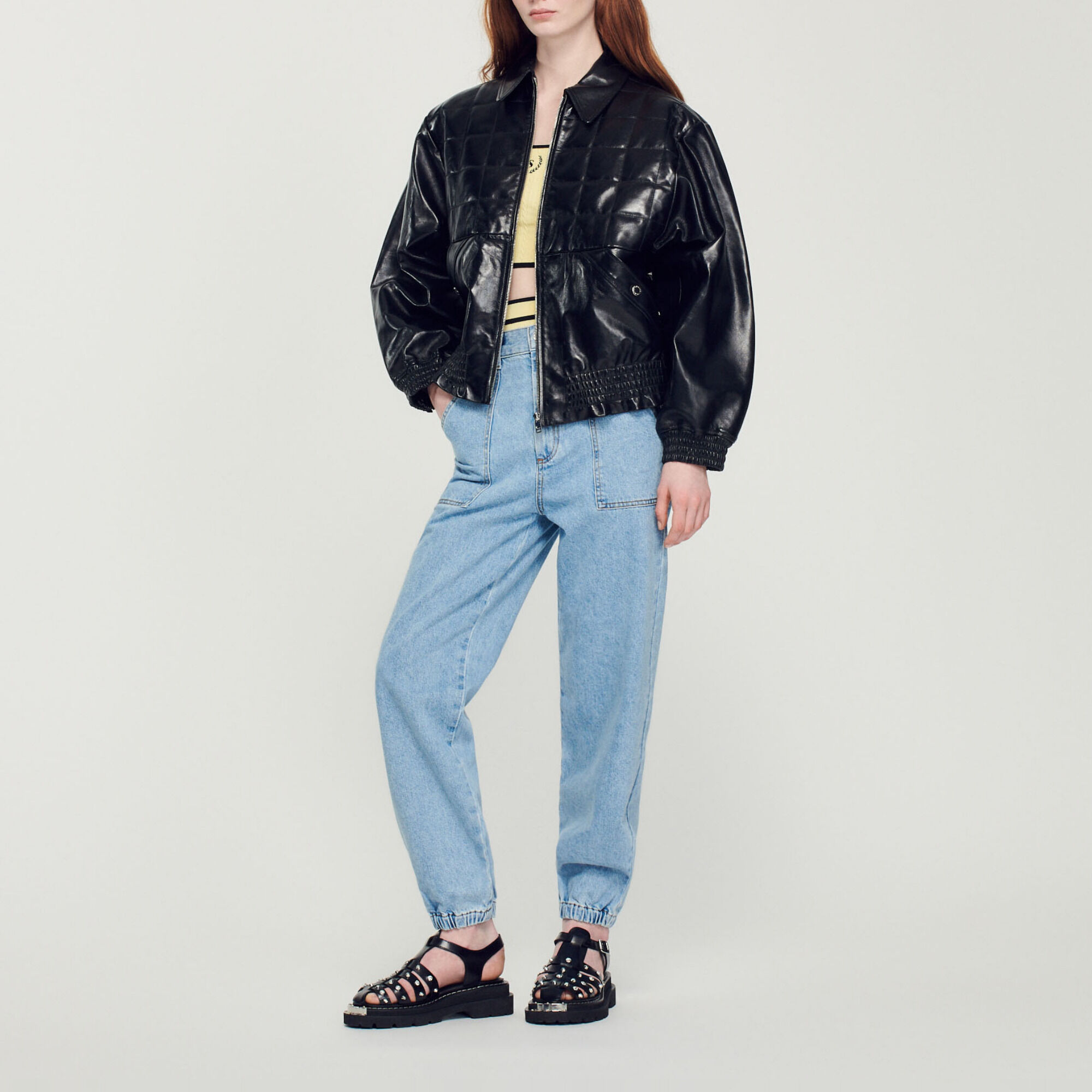 Giacca in pelle liscia