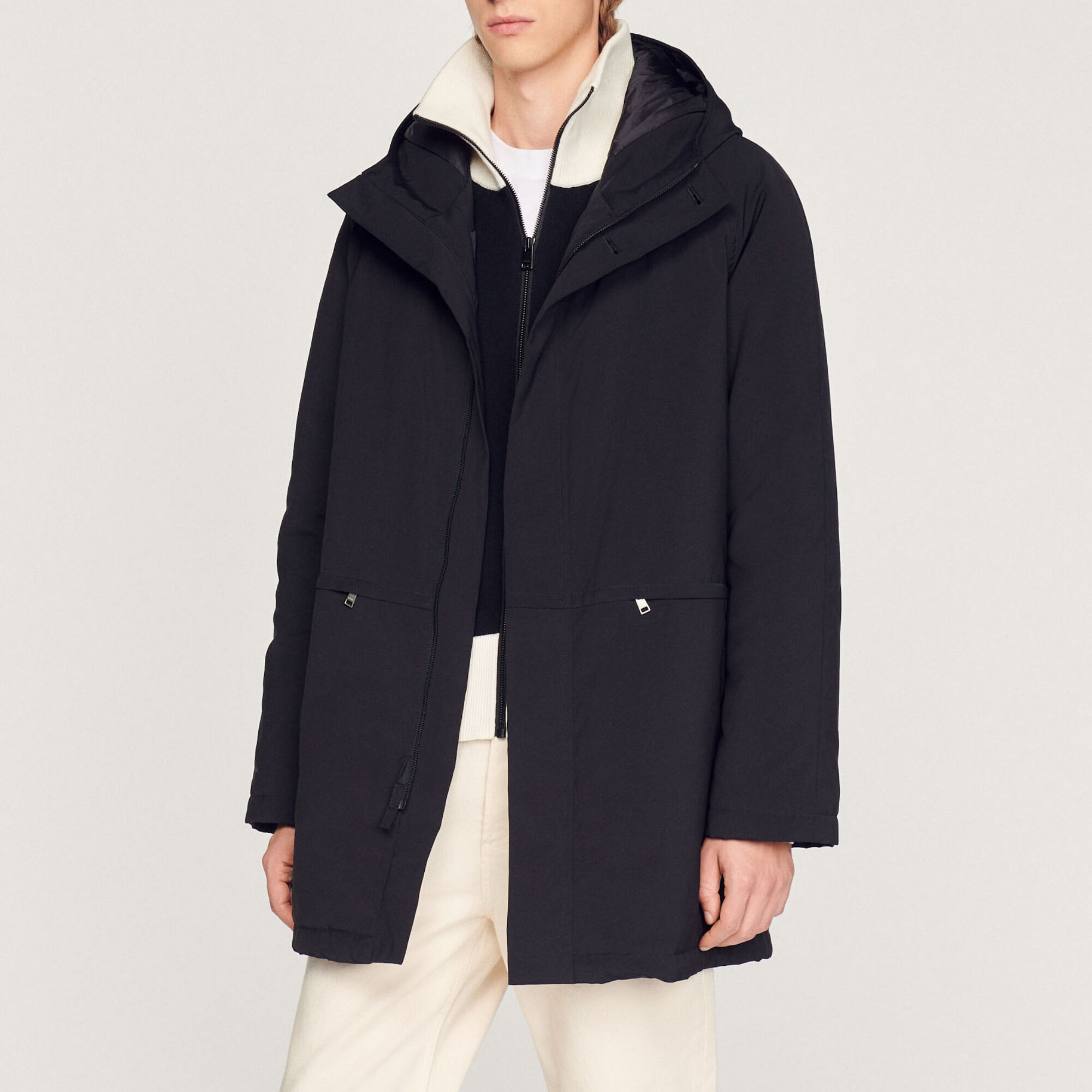 Parka in tessuto tecnico felpato