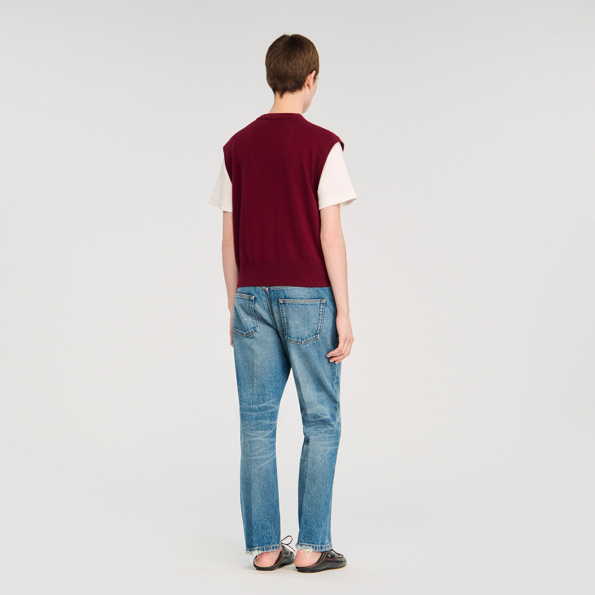 Maglione bicolor in lana e cashmere