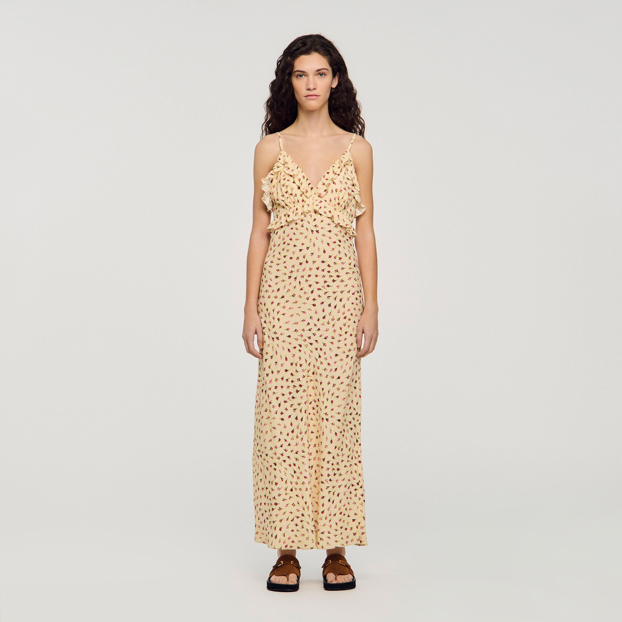 Abito lungo con stampa a fiori