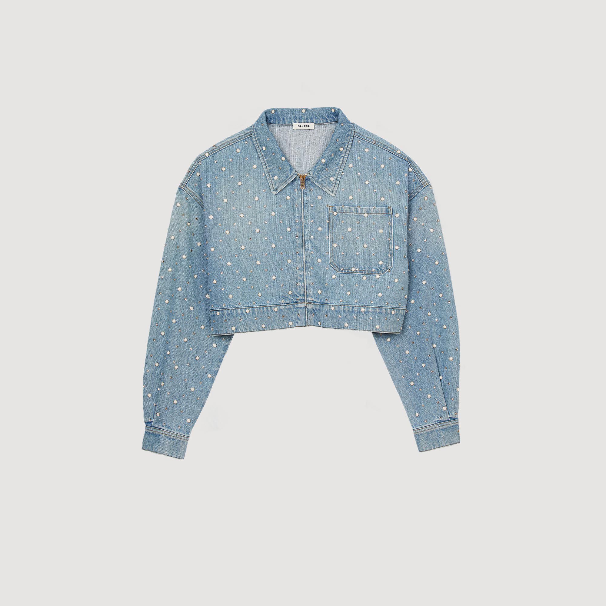 Giubbotto di jeans strass e perline