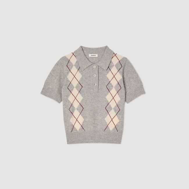 Maglione a rombi con colletto polo