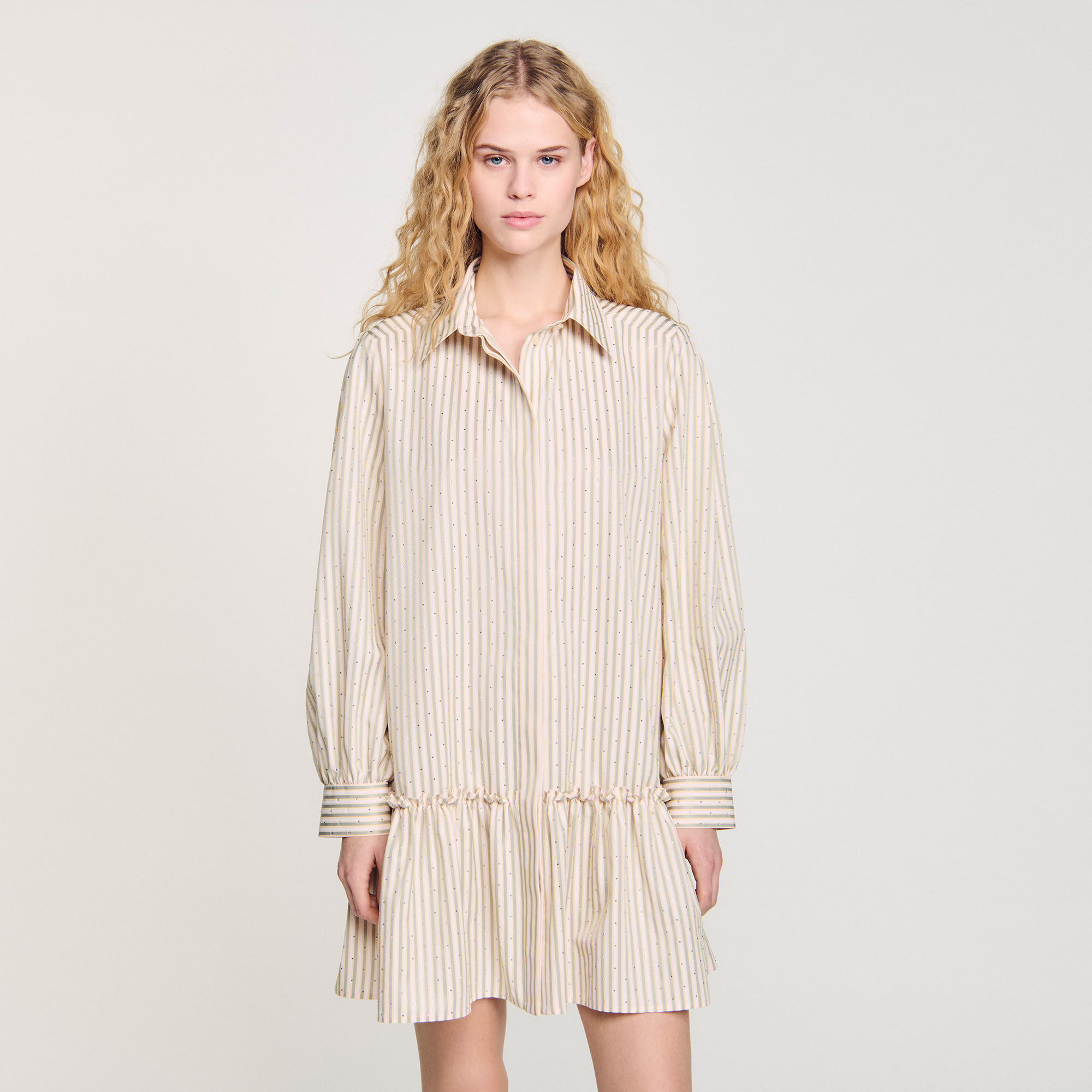 Abito a camicia glitterato a righe