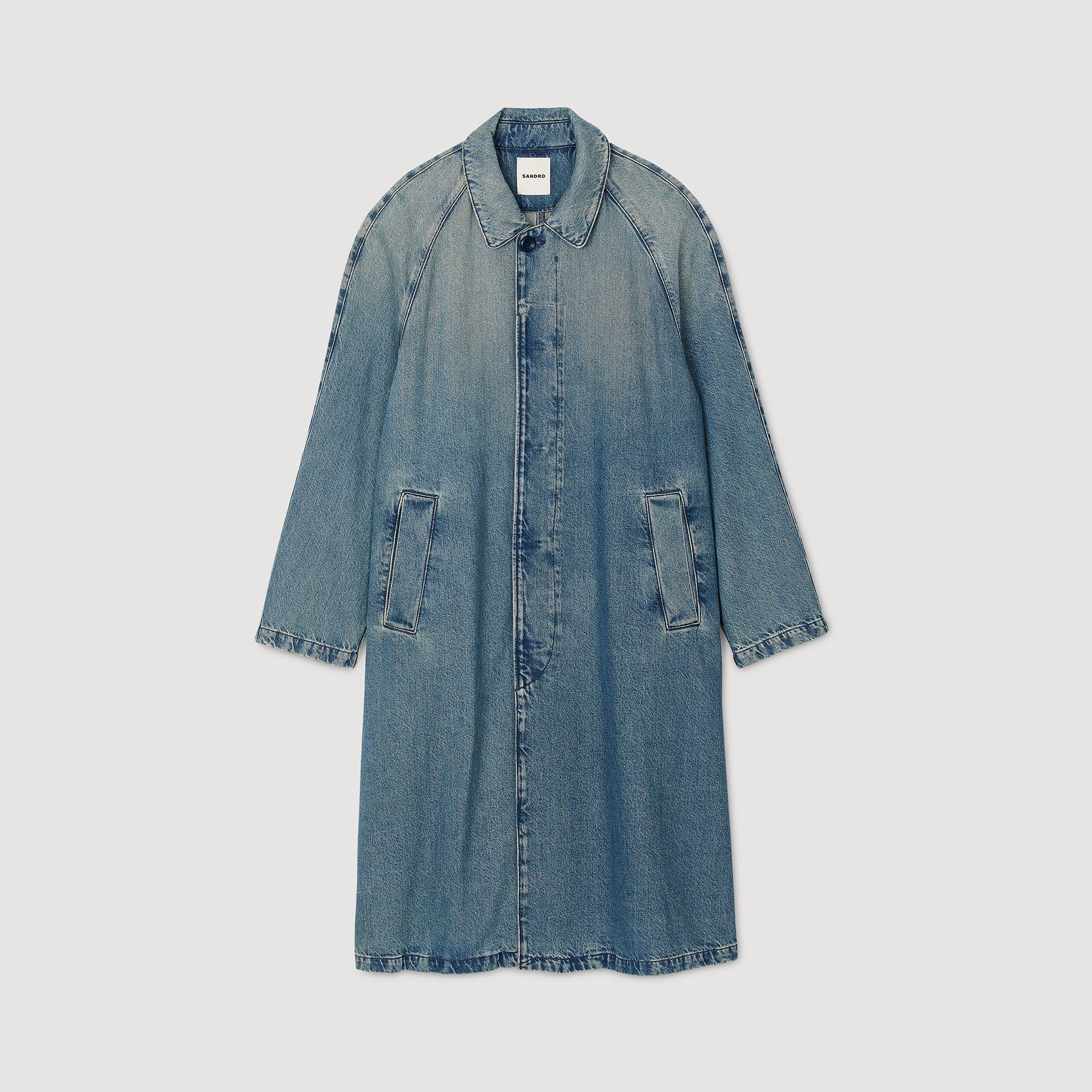 Cappotto lungo in jeans délavé