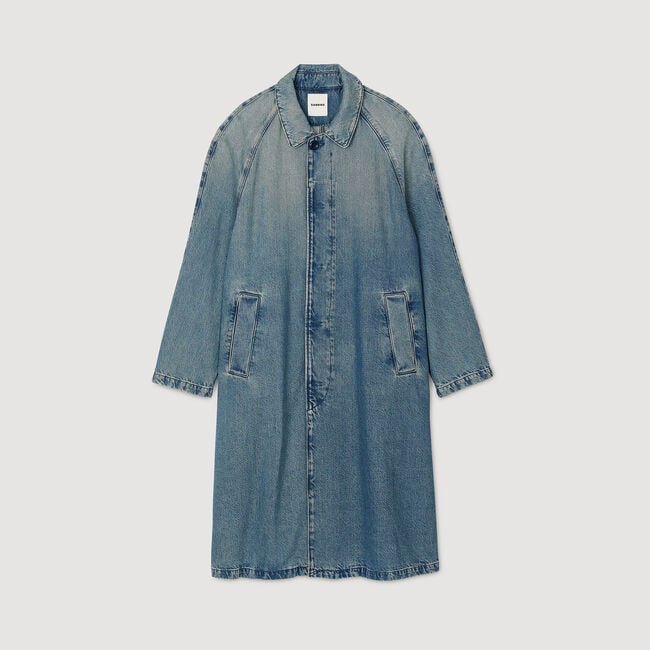 Cappotto lungo in jeans délavé