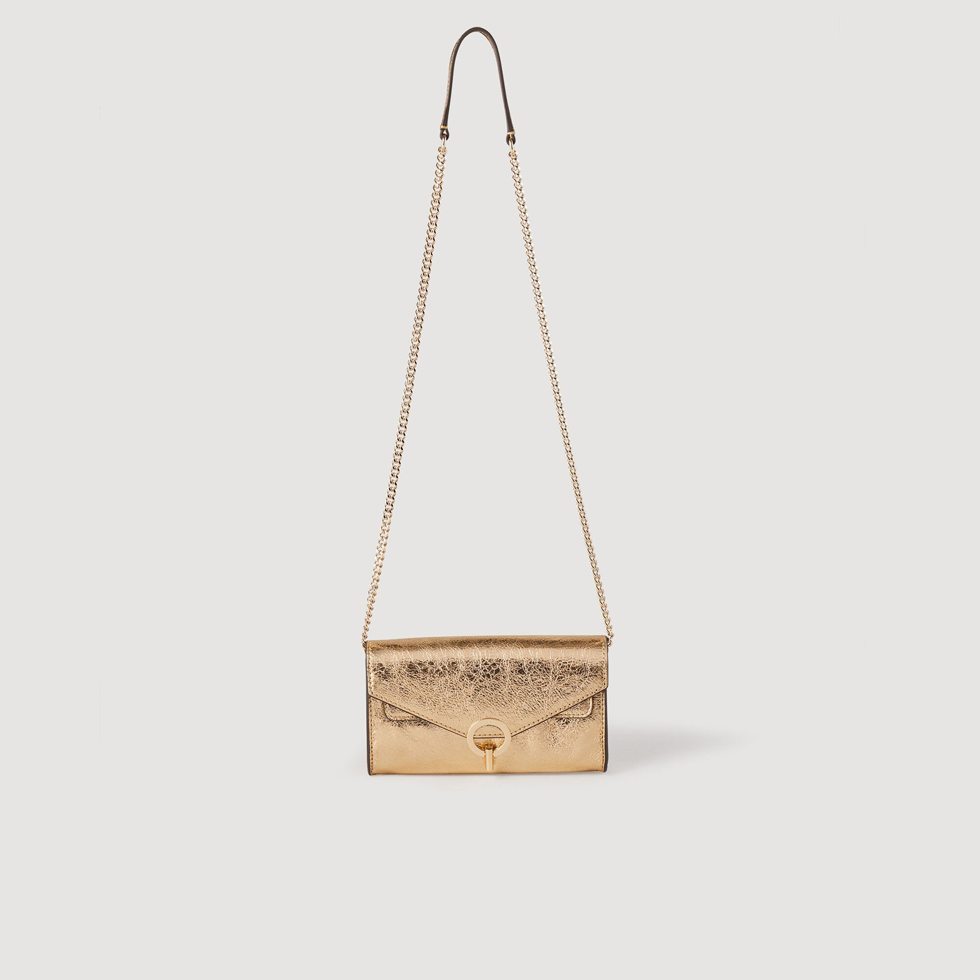 Borsa a pochette in pelle dorata