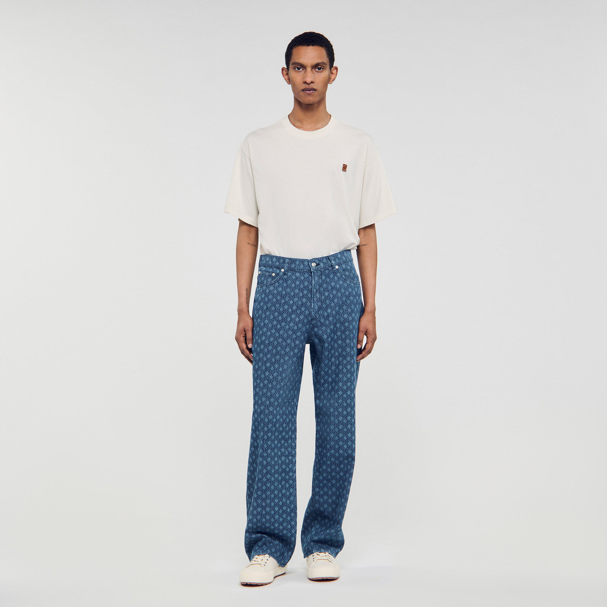 Jeans baggy a motivo corda