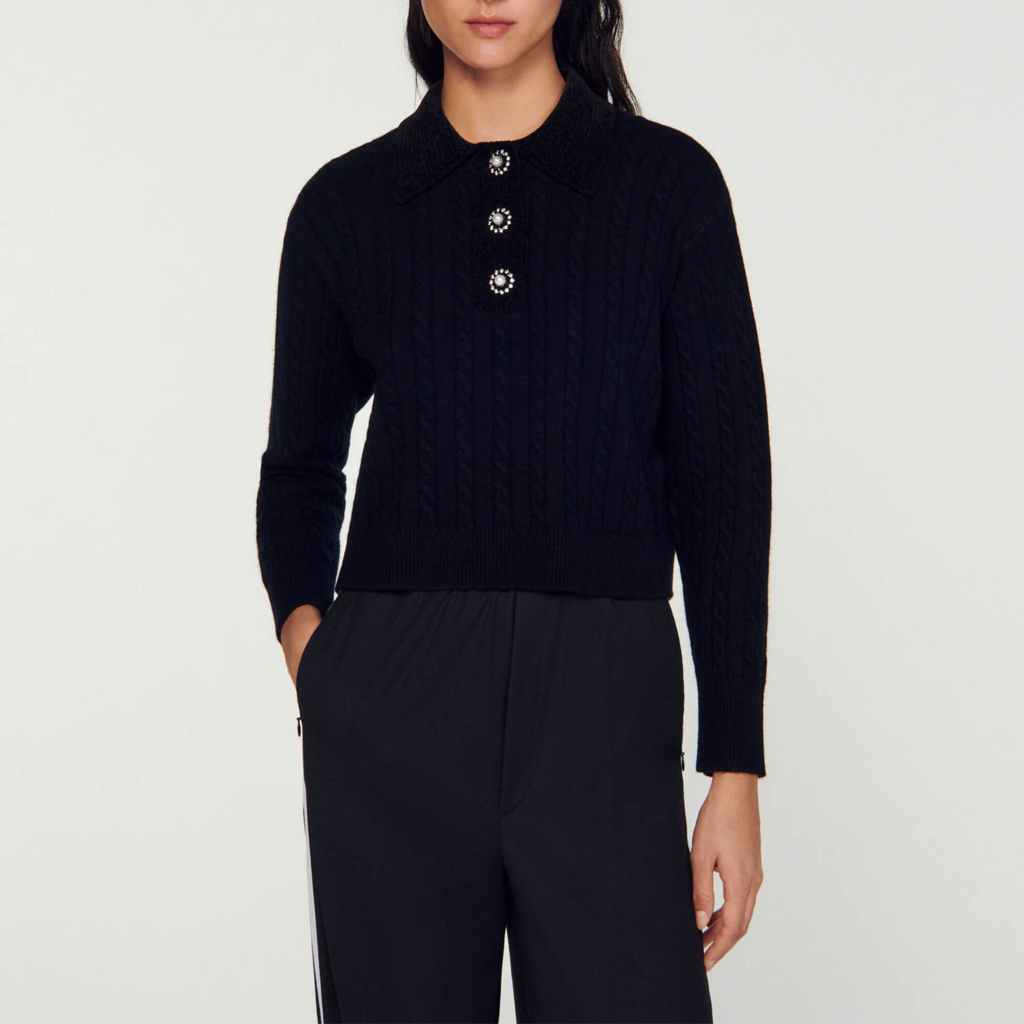 Pullover a polo in maglia