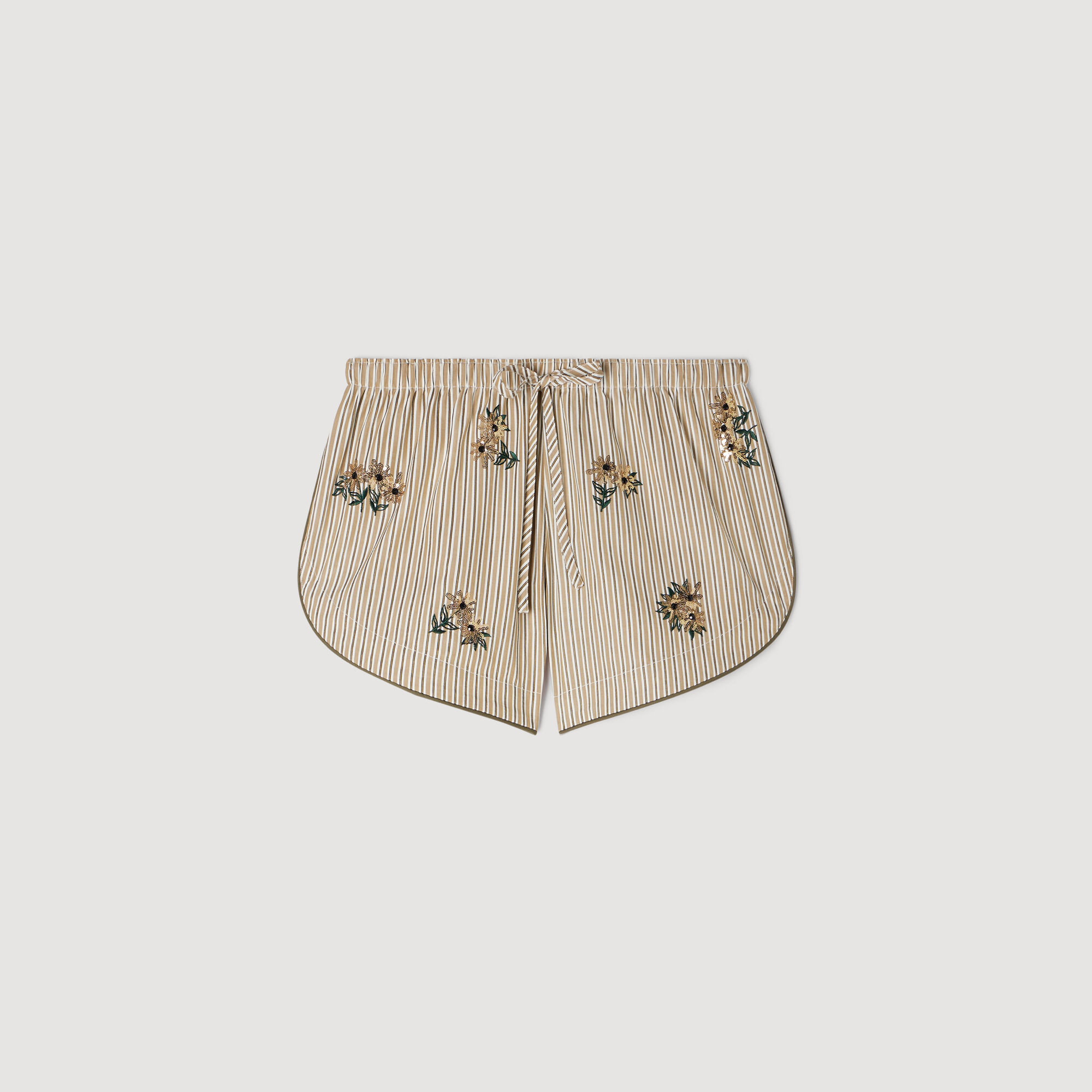 Shorts a righe e fiori ricamati