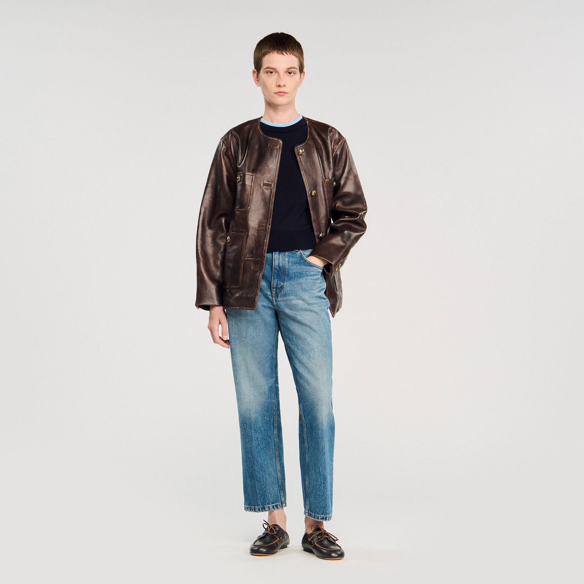 Maglione corto bicolore