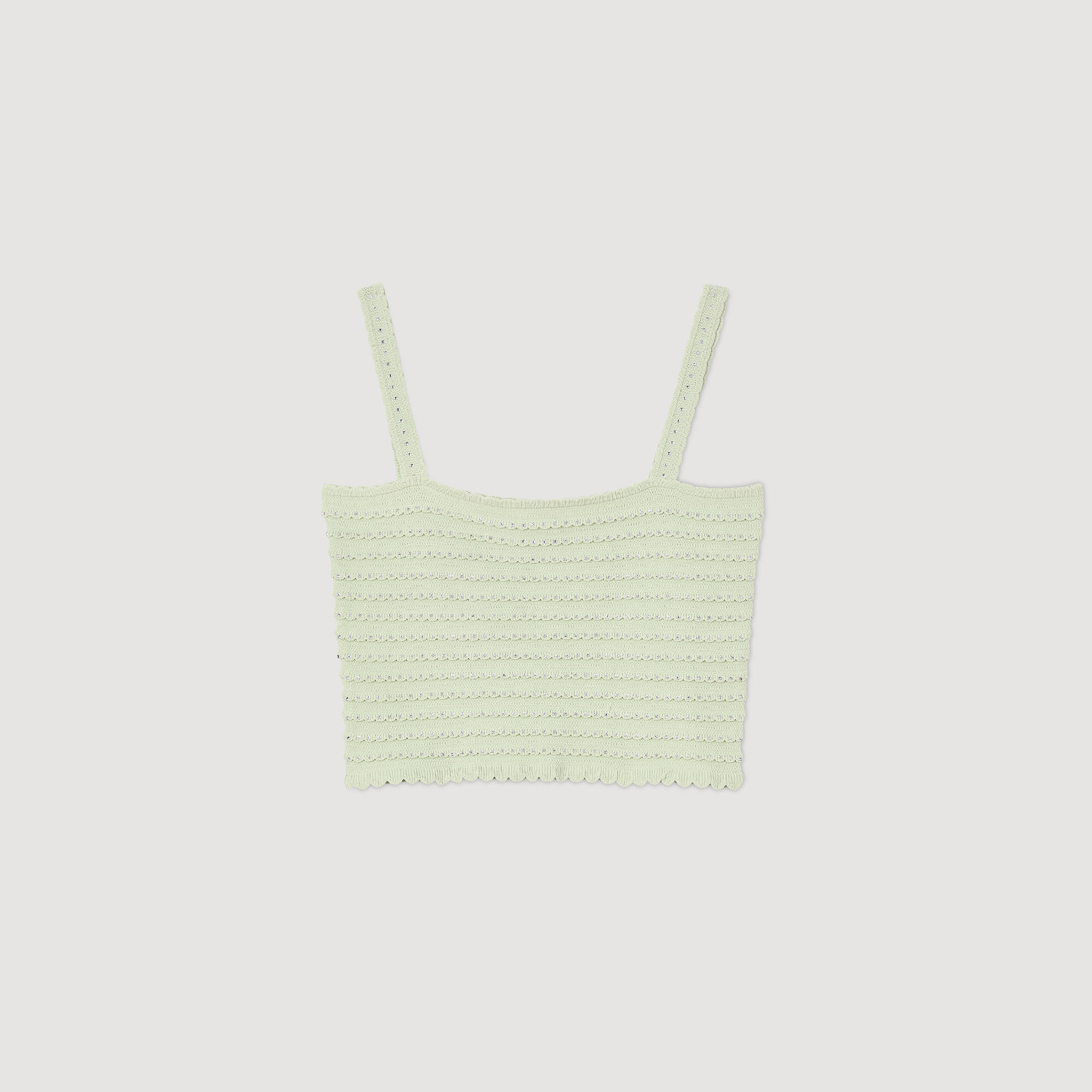 Top corto in maglia glitterata