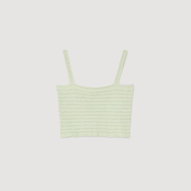 Top corto in maglia glitterata