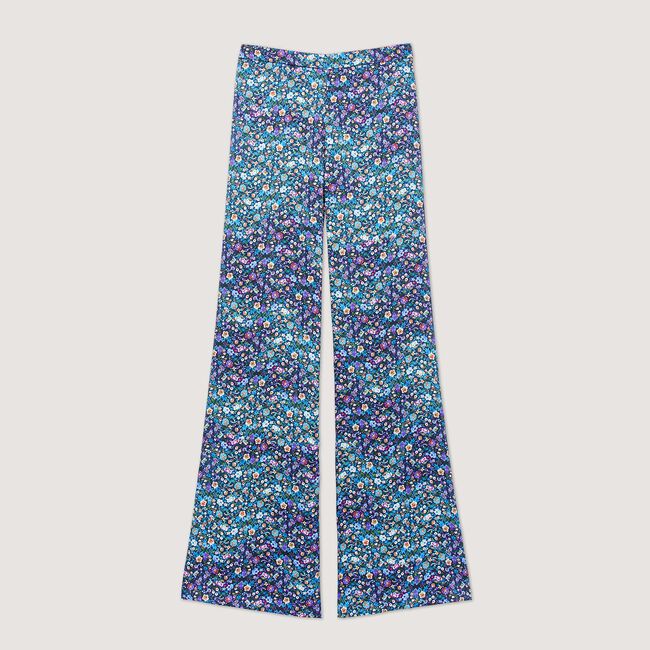 Pantaloni satinati con stampa floreale