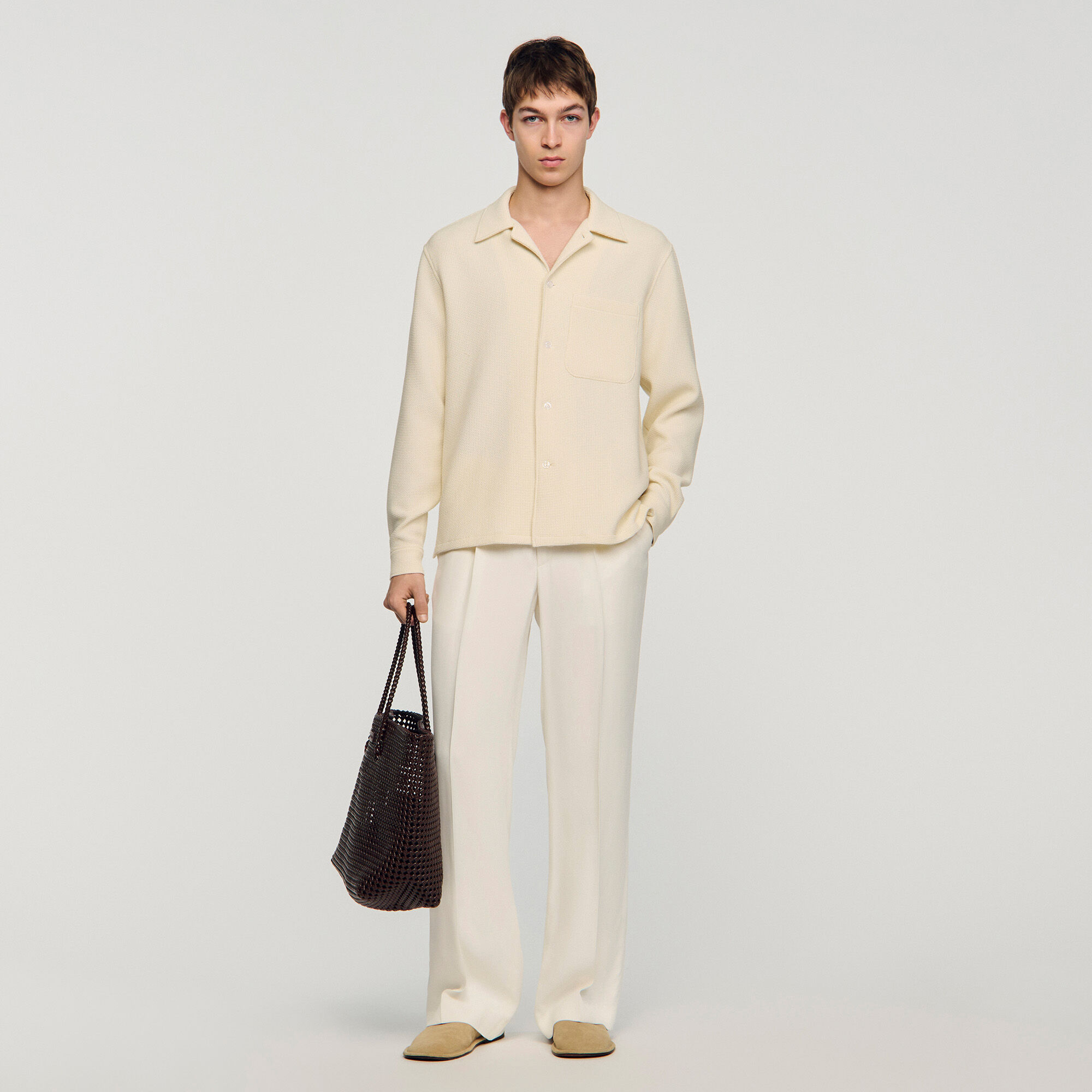 Camicia testurizzata collo aperto